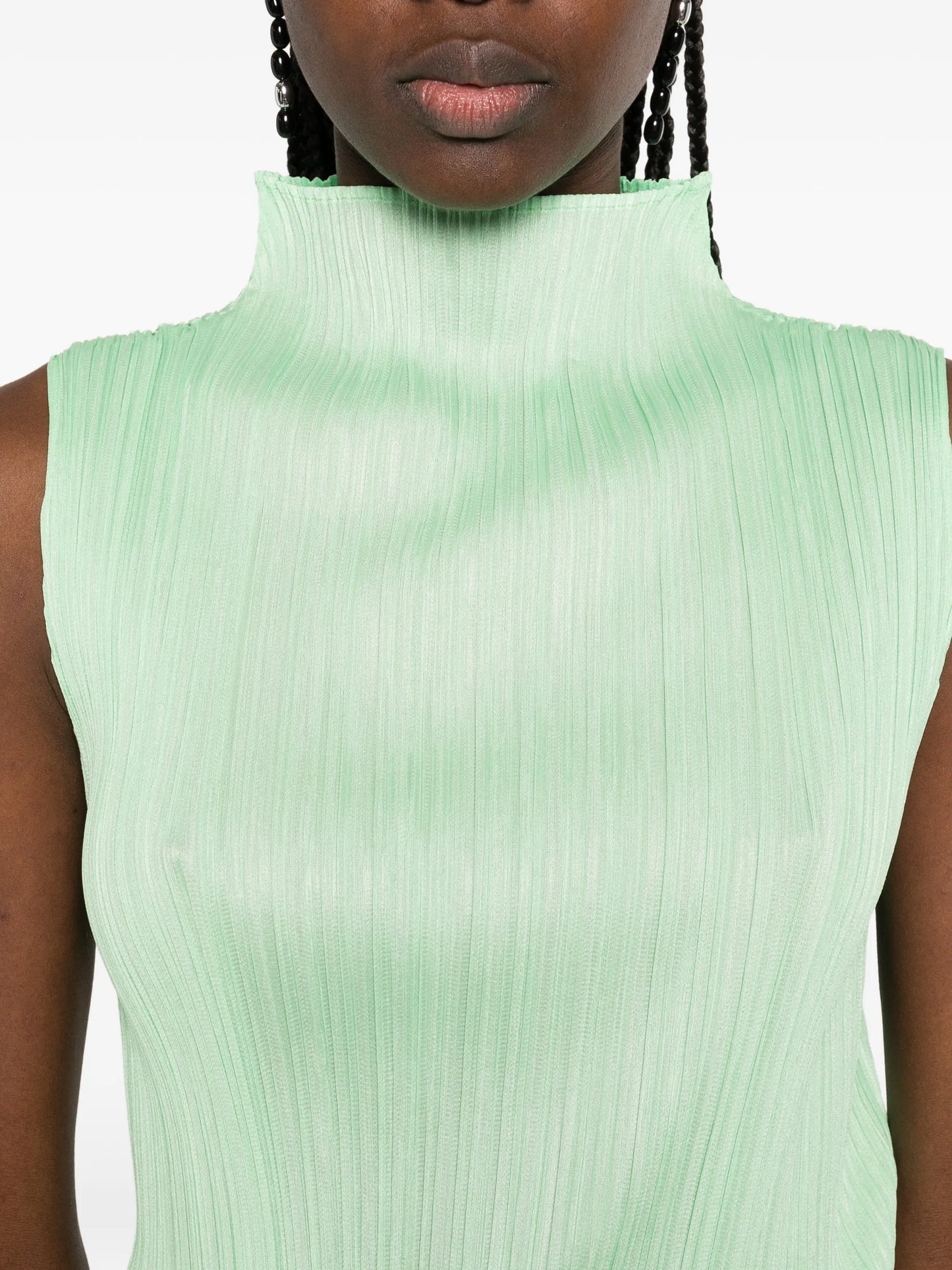 high neck pleated vest