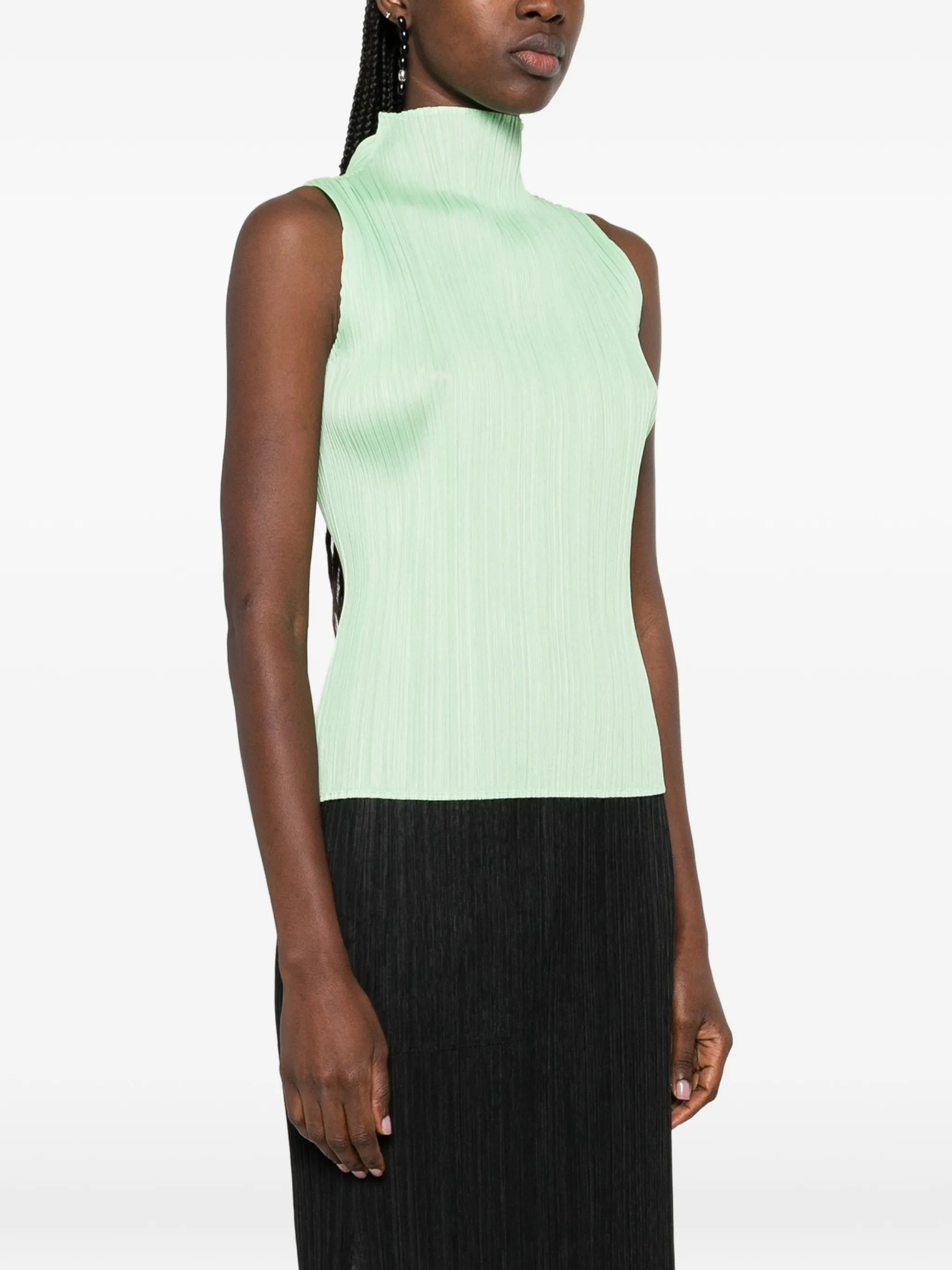high neck pleated vest