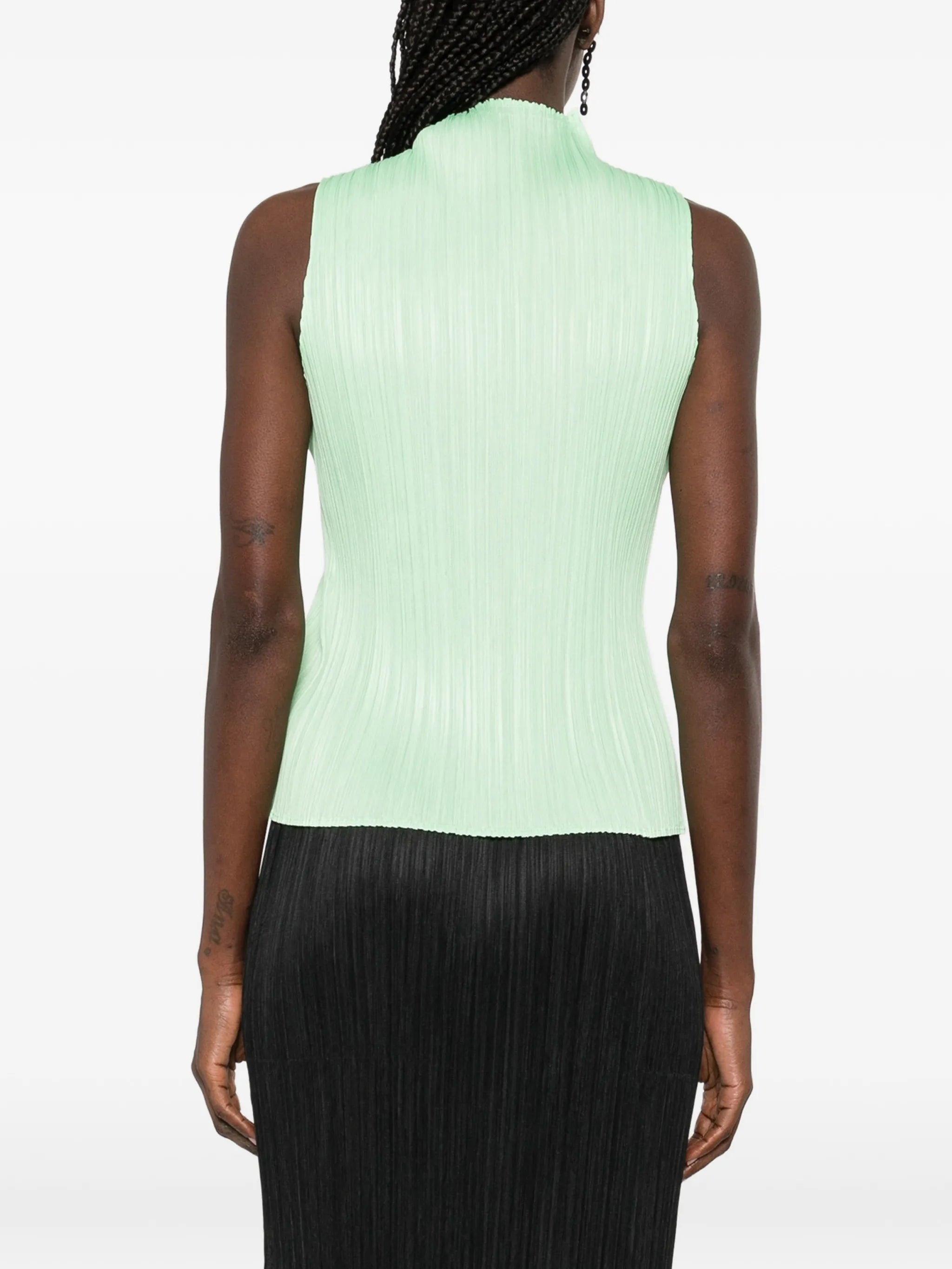 high neck pleated vest
