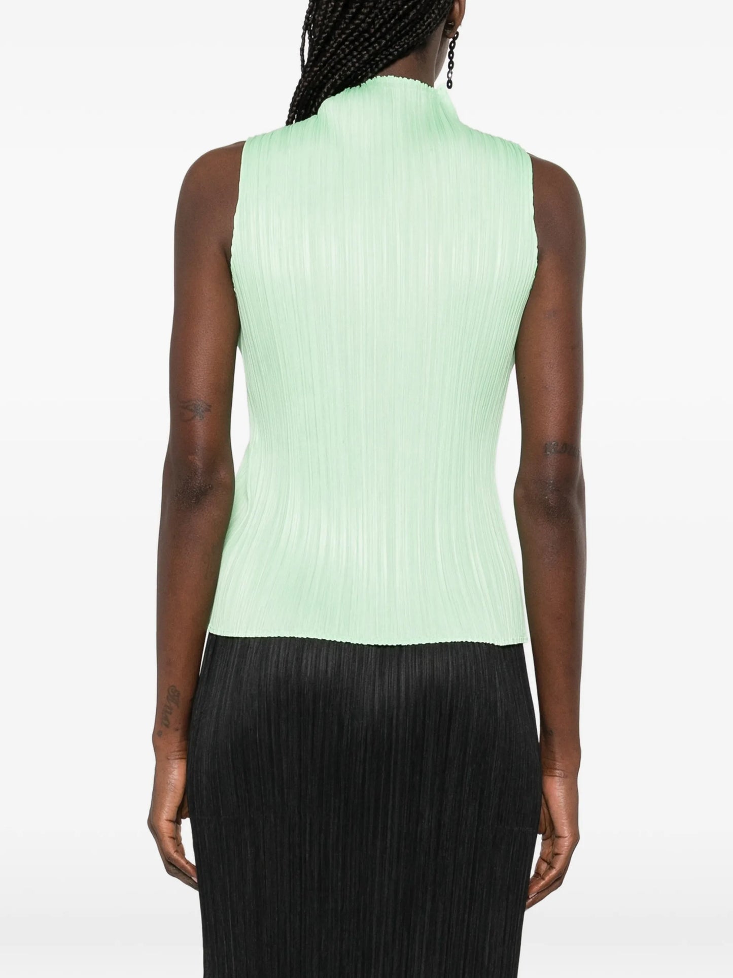 high neck pleated vest