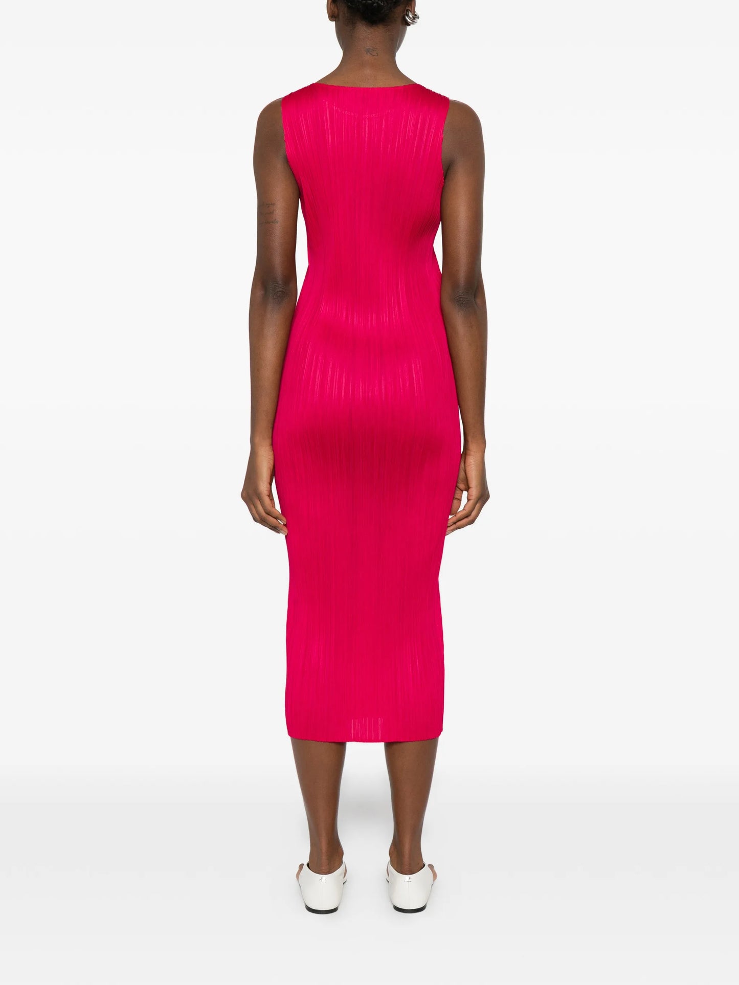 crew-neck midi dress