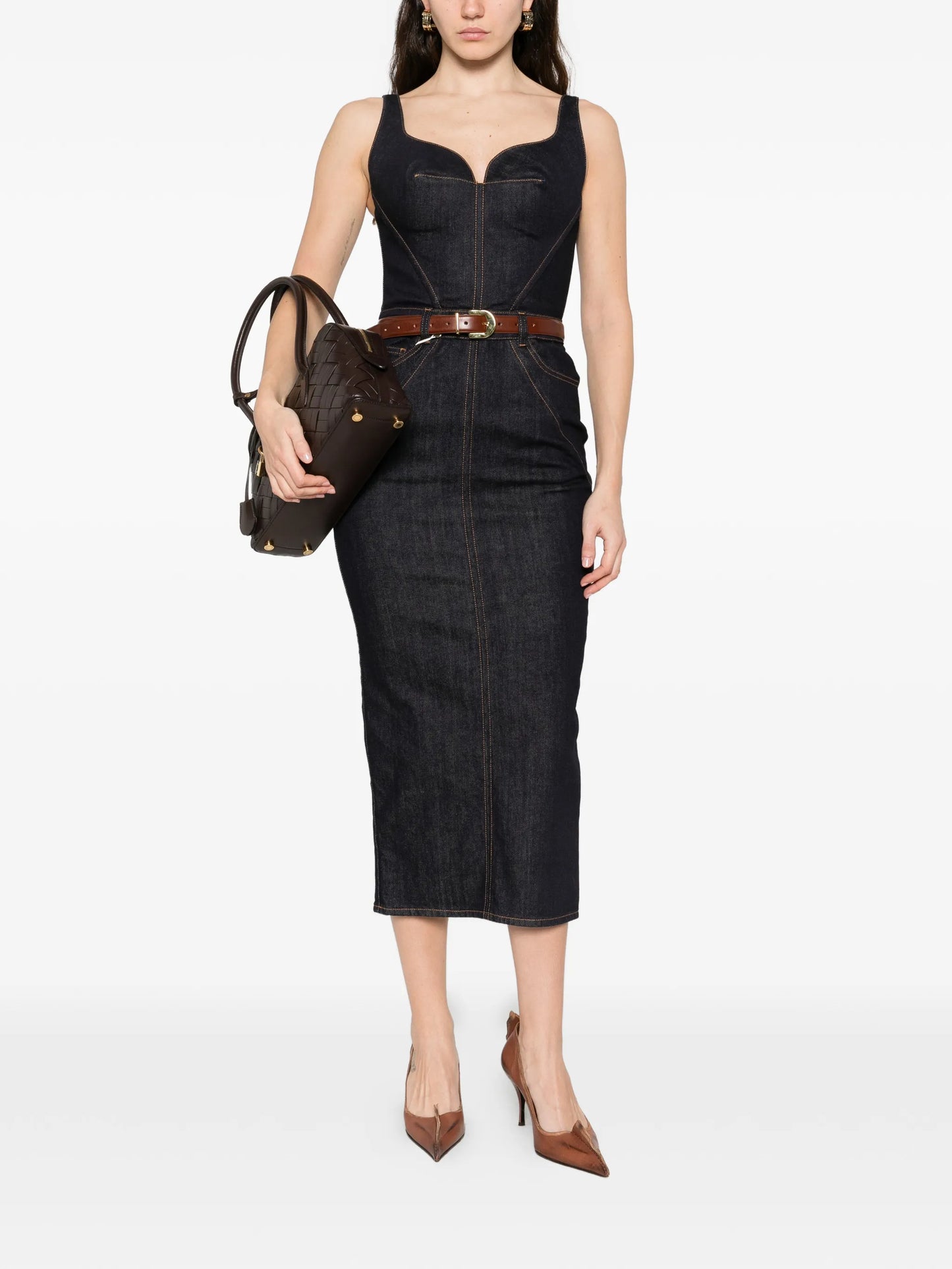 kickback dress in raw denim