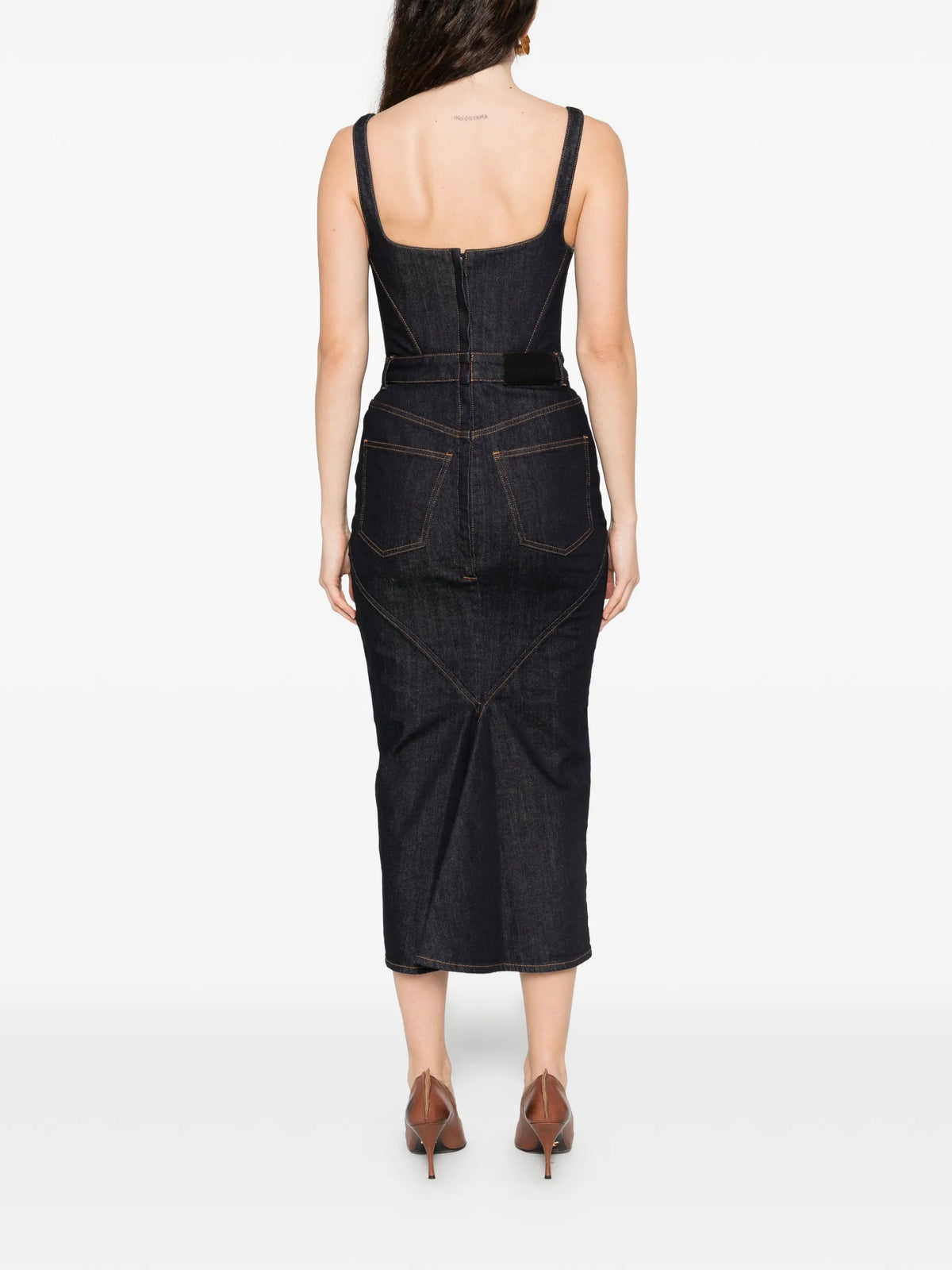 kickback dress in raw denim