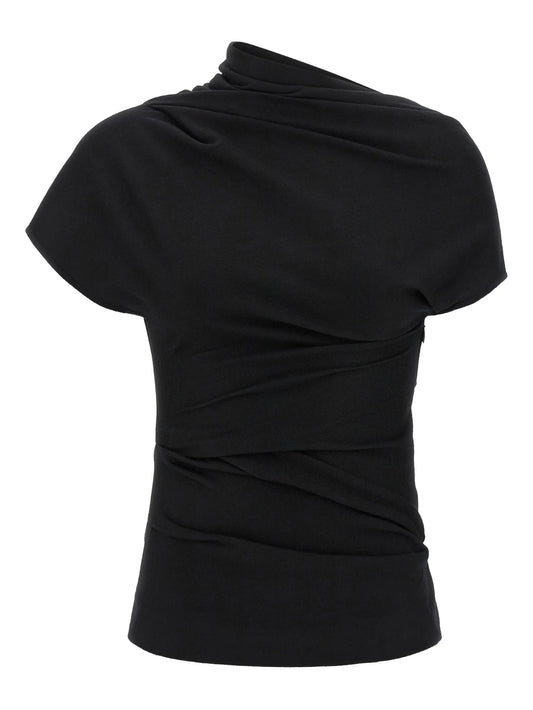 Flap draped short-sleeve top