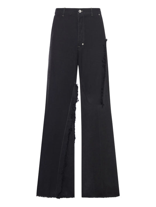 frayed-detail cotton trousers