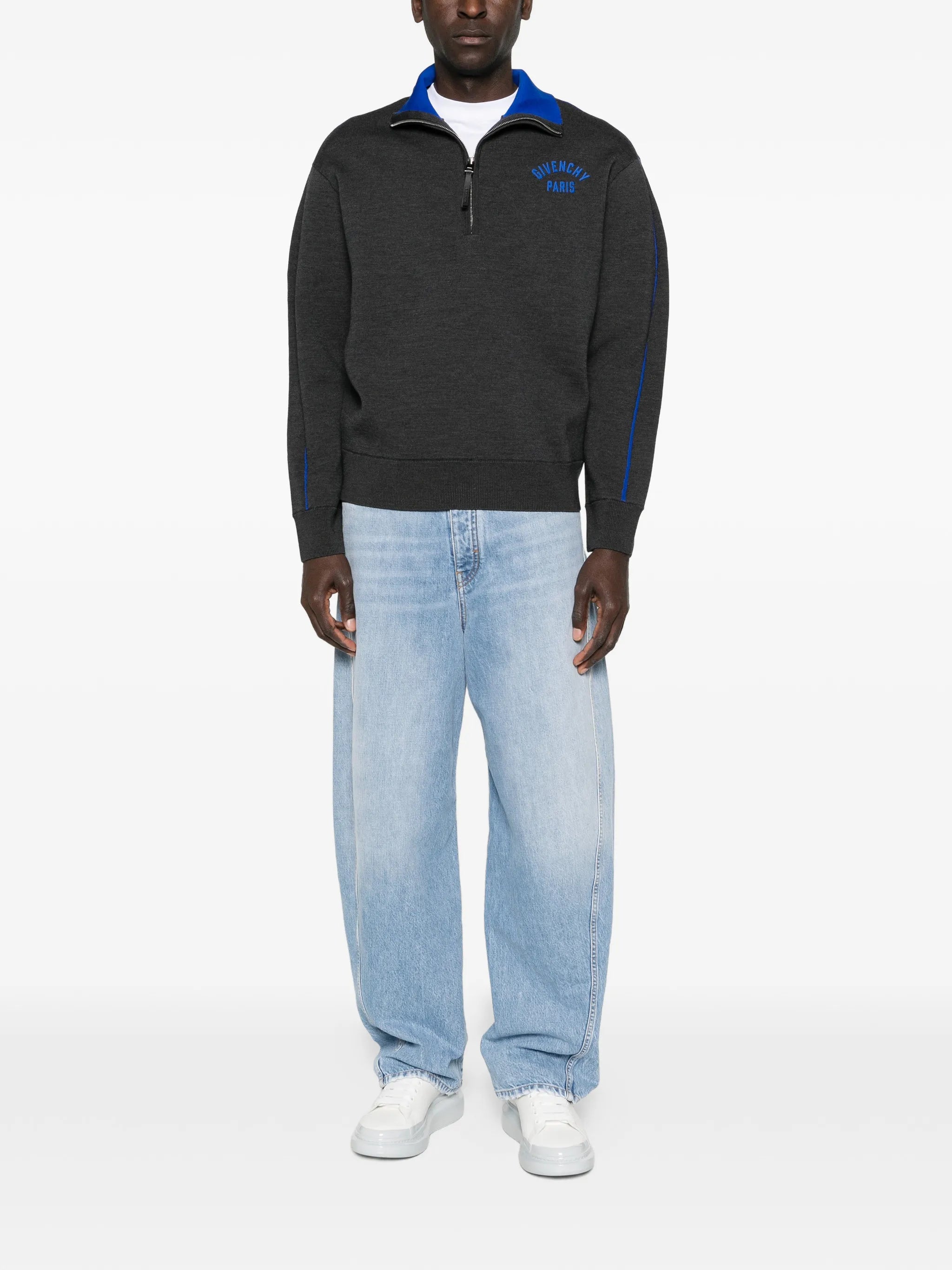 half-zipped logo sweater