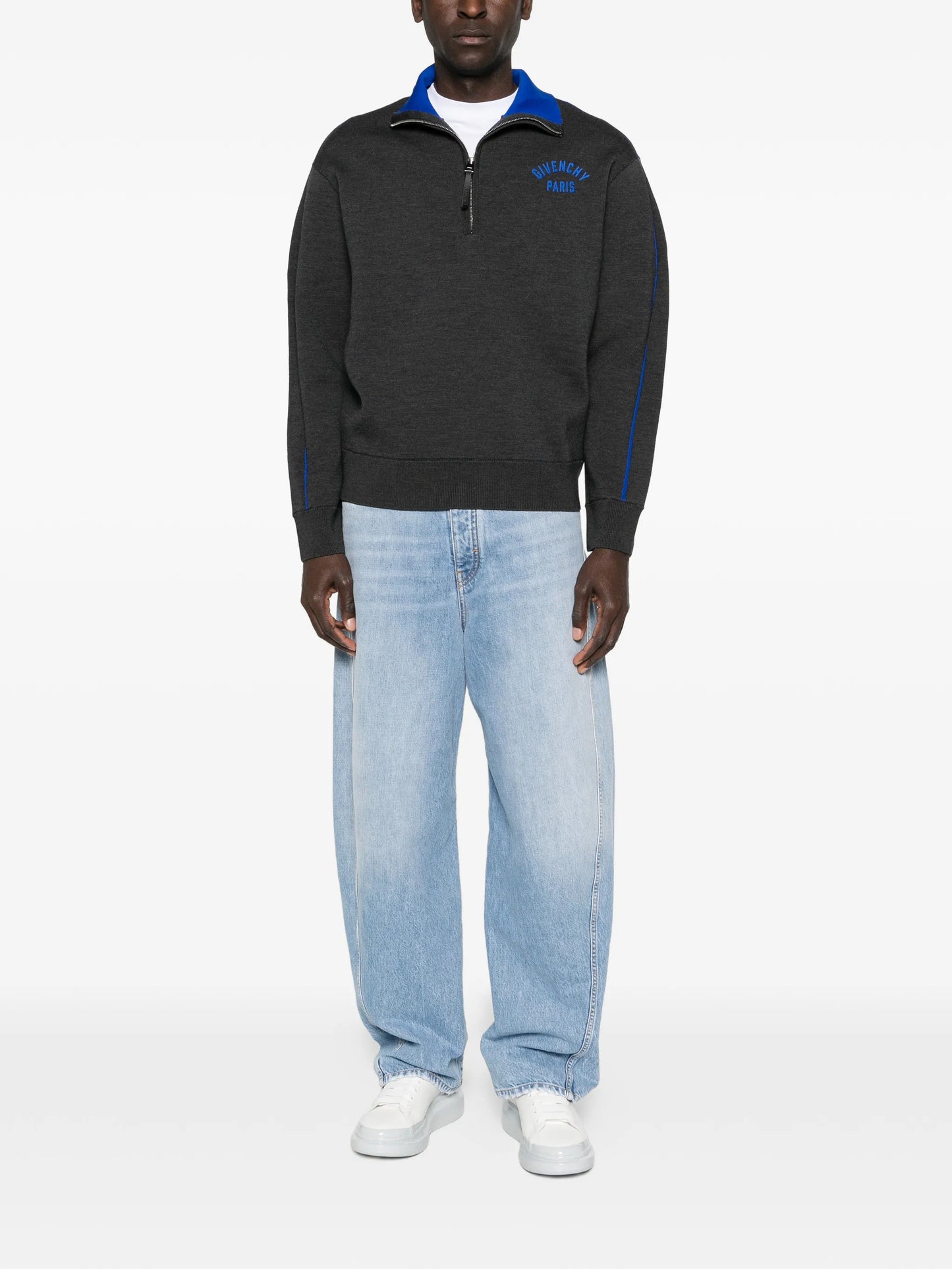 half-zipped logo sweater