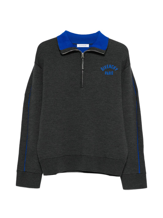 half-zipped logo sweater