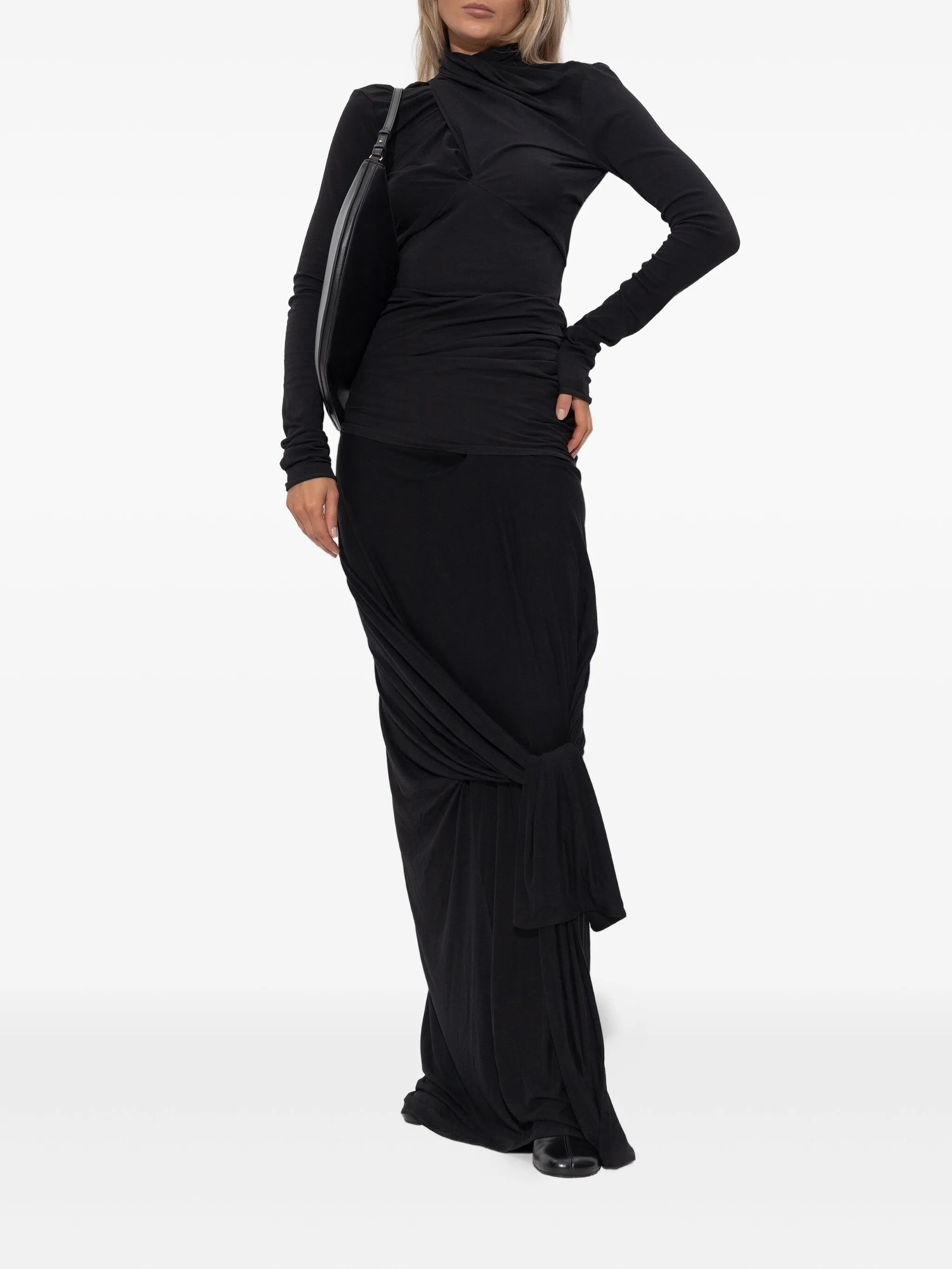 draped knot-detail skirt
