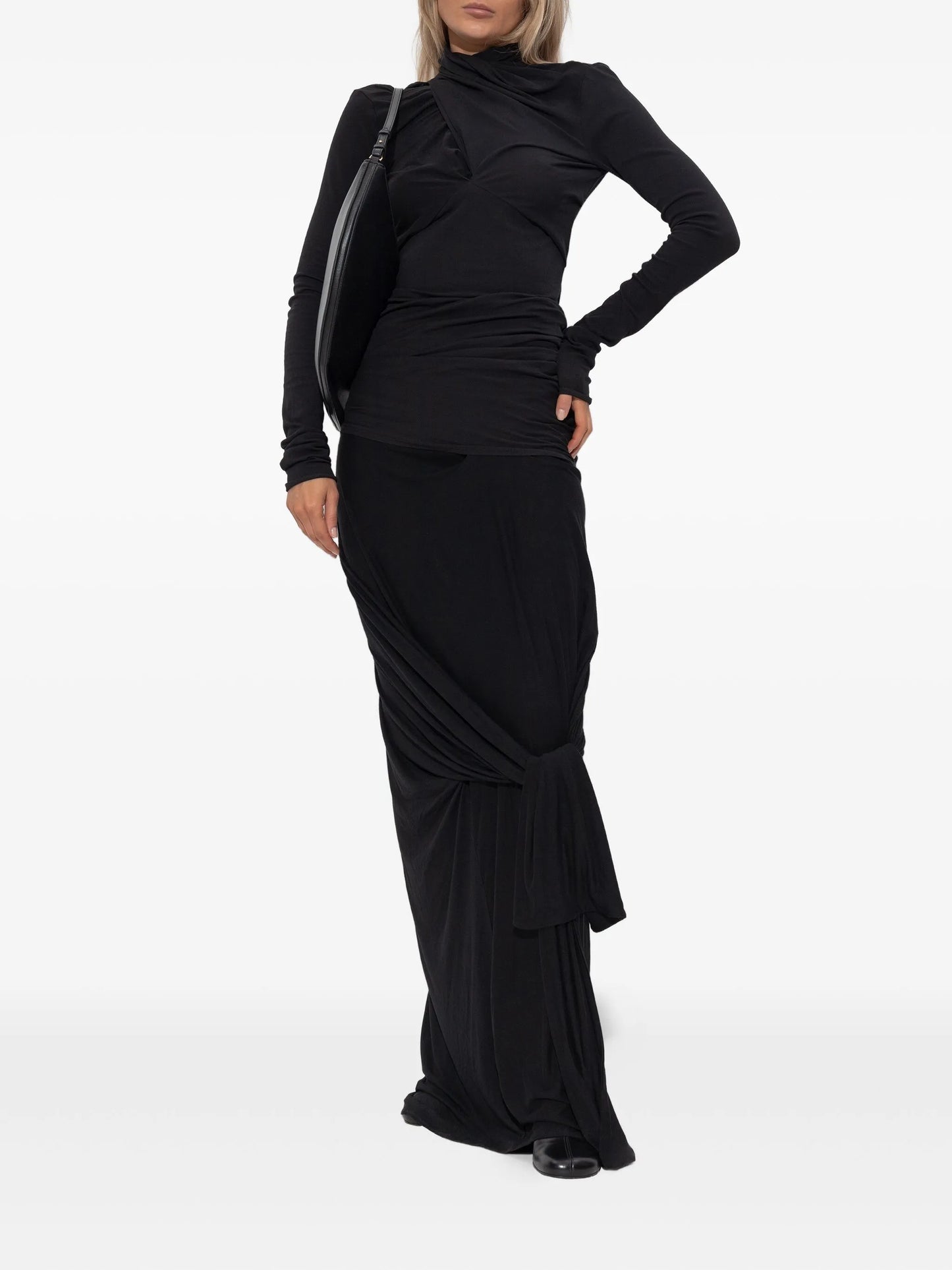 draped knot-detail skirt