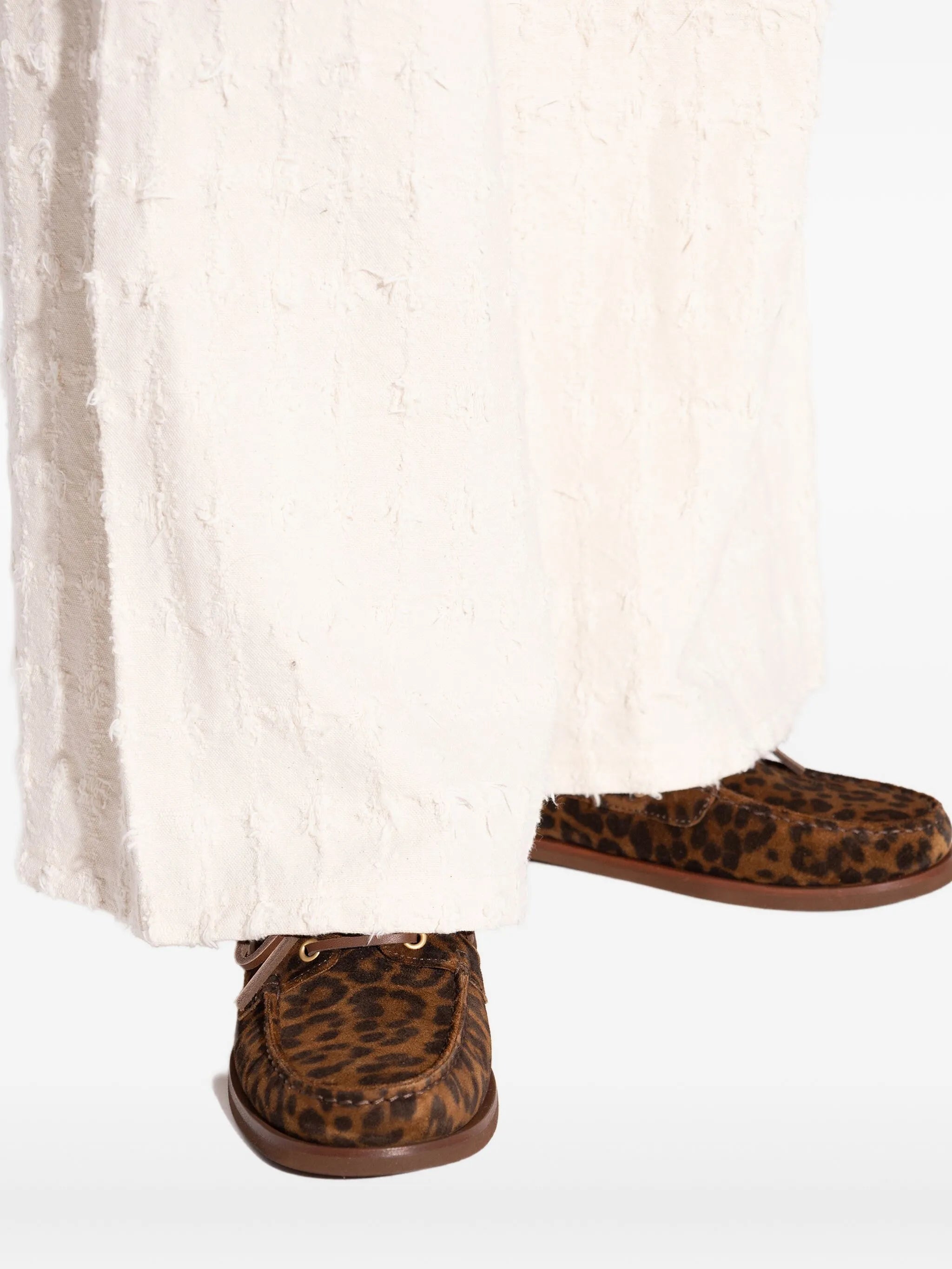 Vandée leopard print lace-up boat shoes