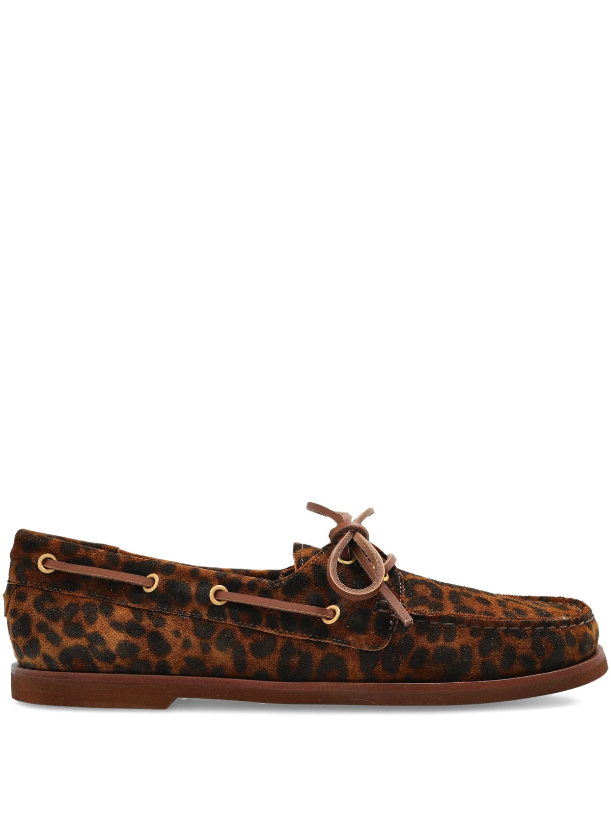 Vandée leopard print lace-up boat shoes