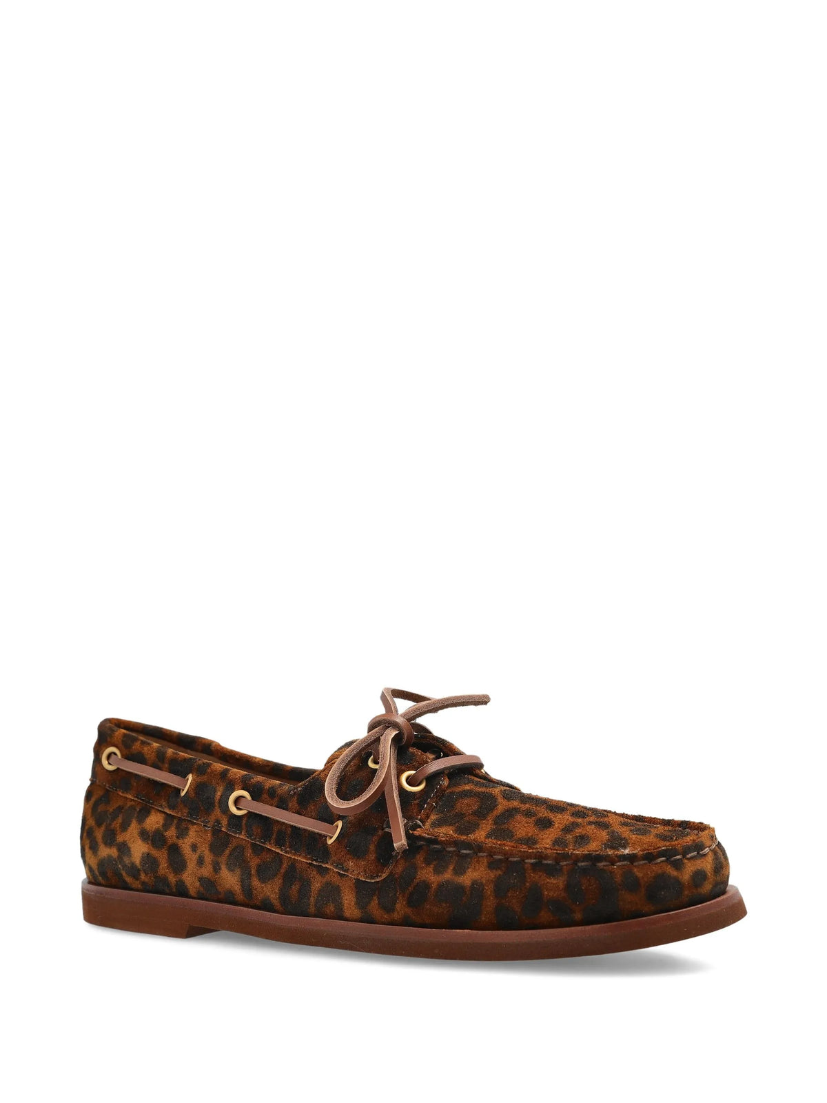 Vandée leopard print lace-up boat shoes