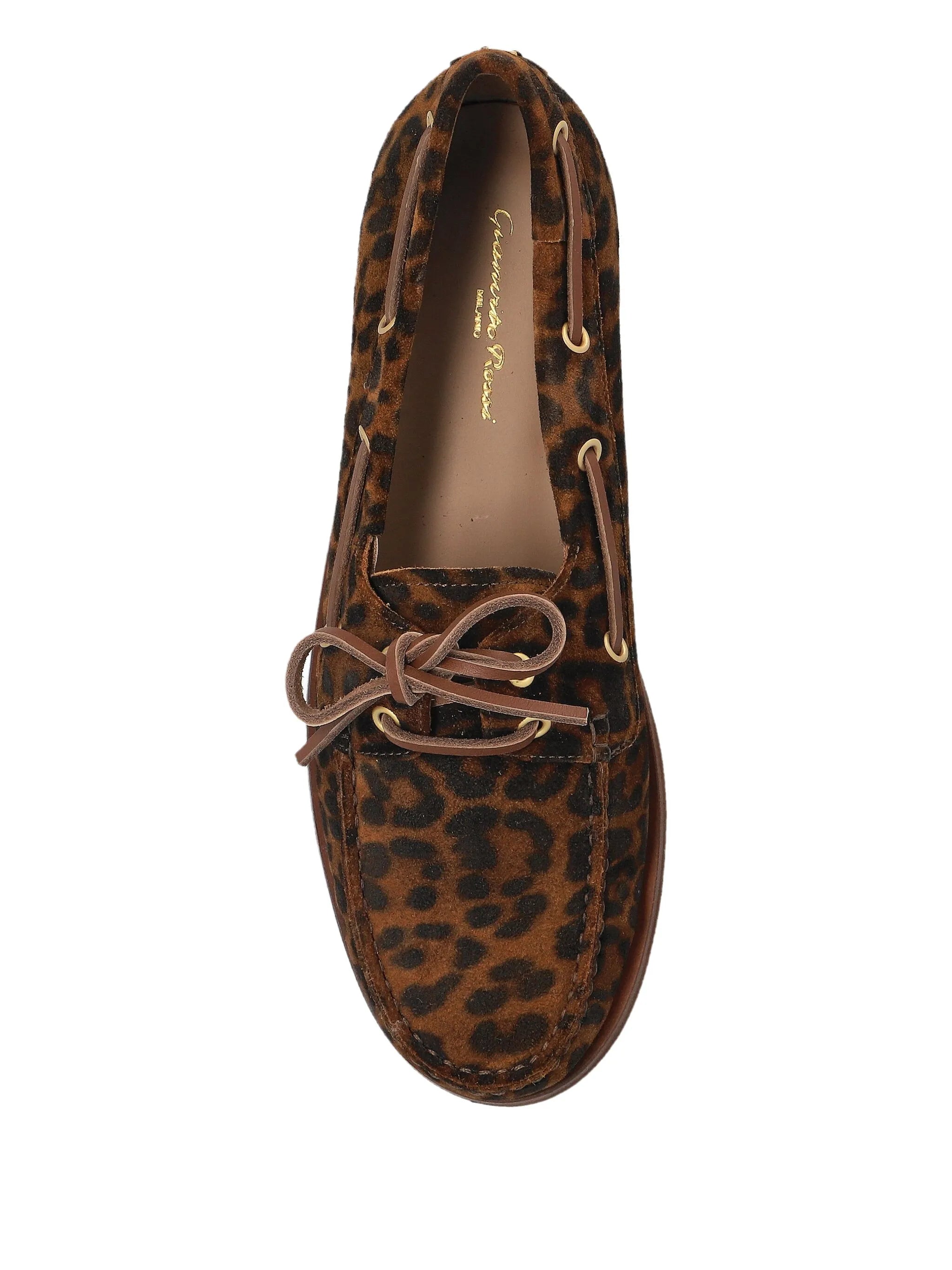 Vandée leopard print lace-up boat shoes
