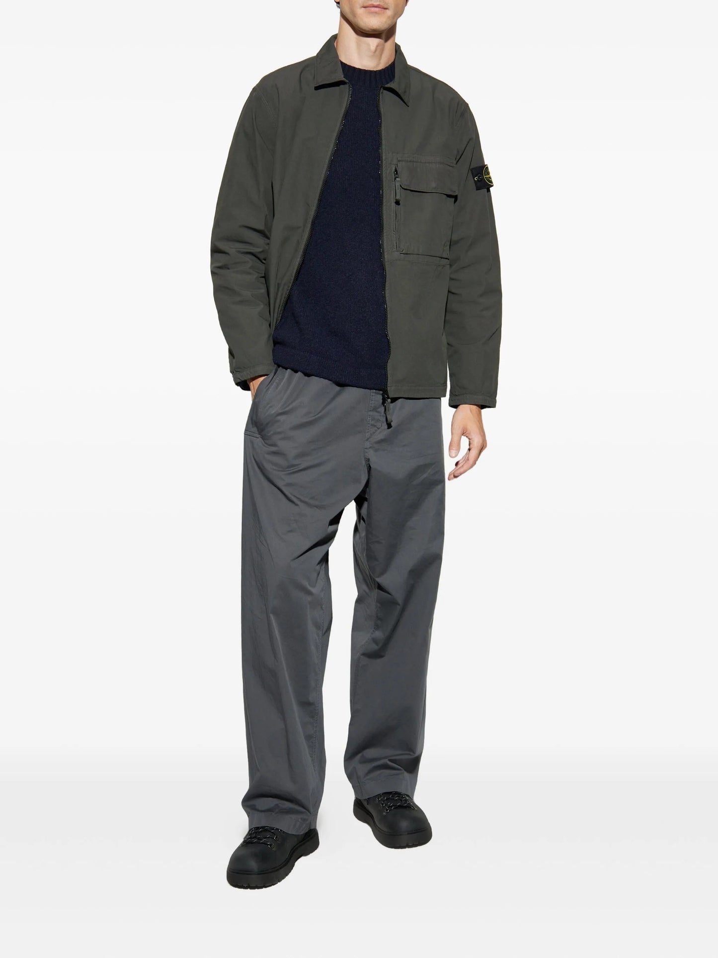 patch-pocket zip-front shirt