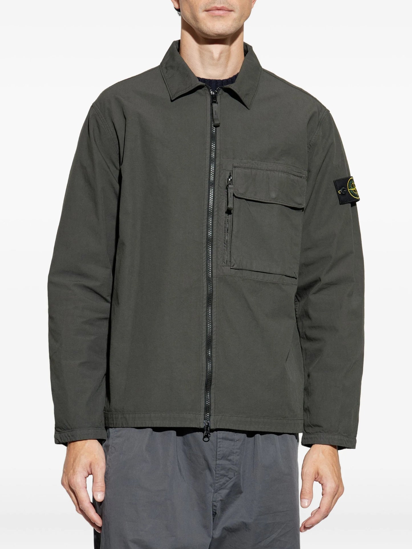 patch-pocket zip-front shirt