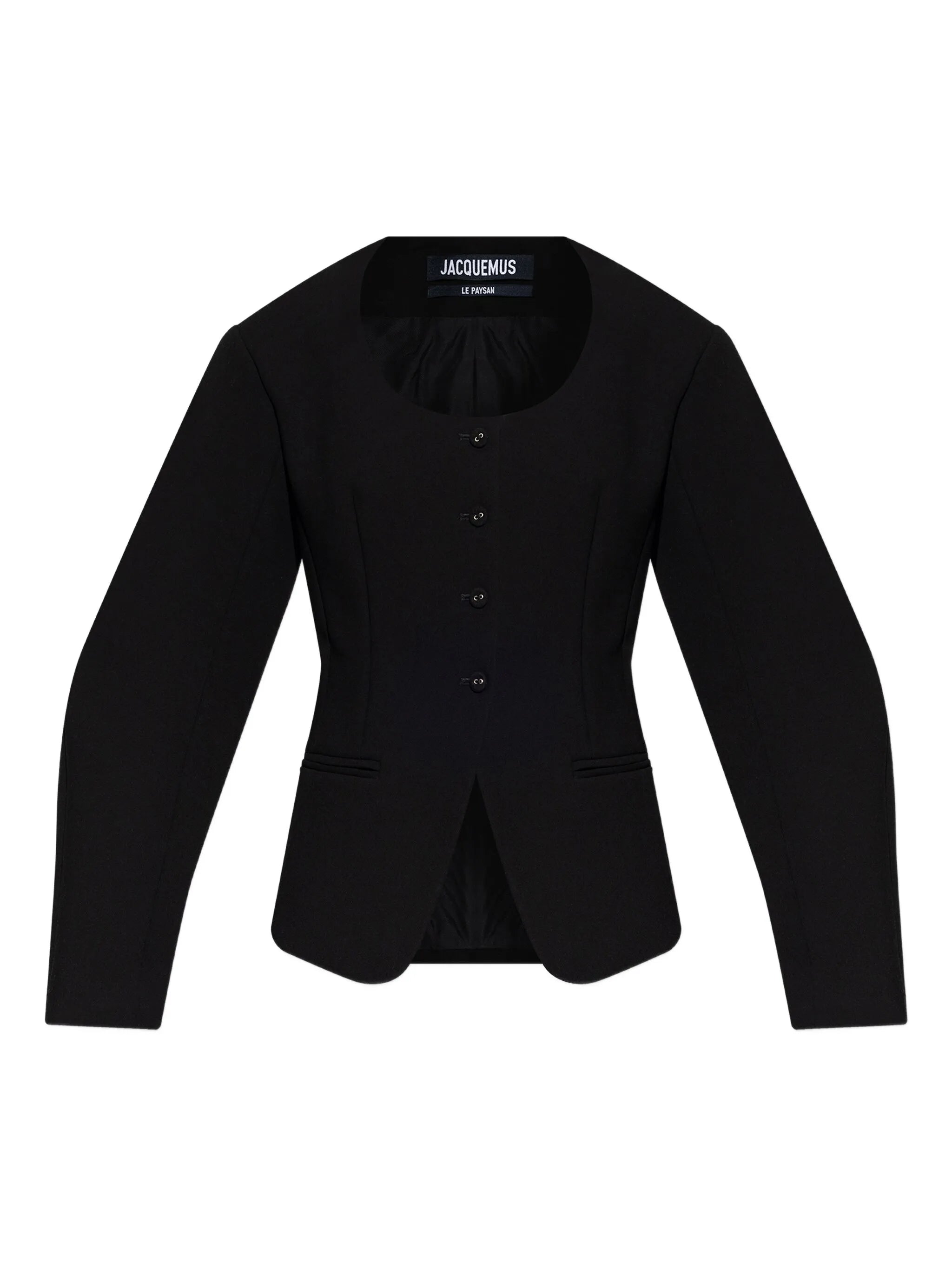 button-fastening balloon-sleeve jacket