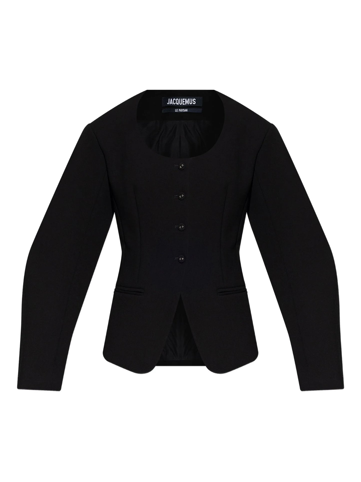 button-fastening balloon-sleeve jacket