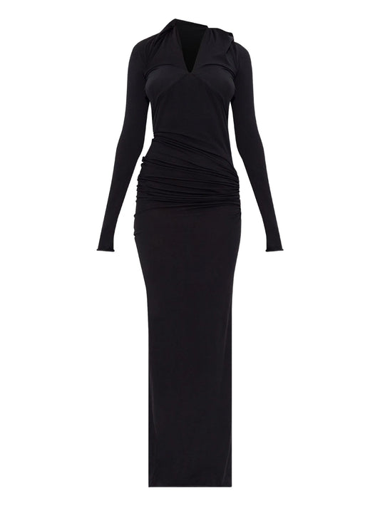 draped cowl-neck maxi dress