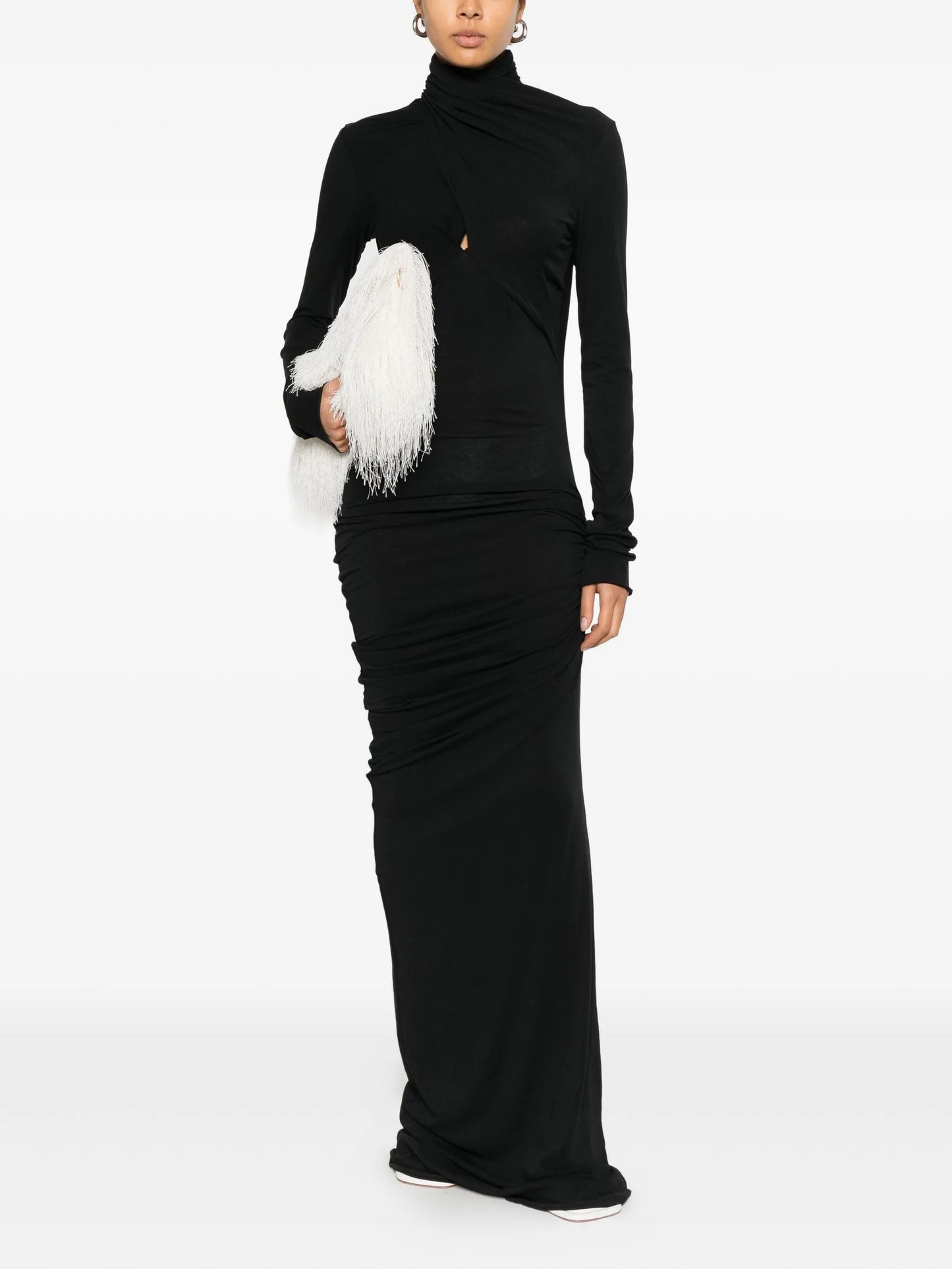 draped cowl-neck maxi dress