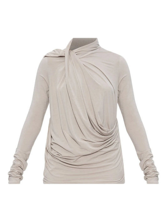 draped cowl-neck top