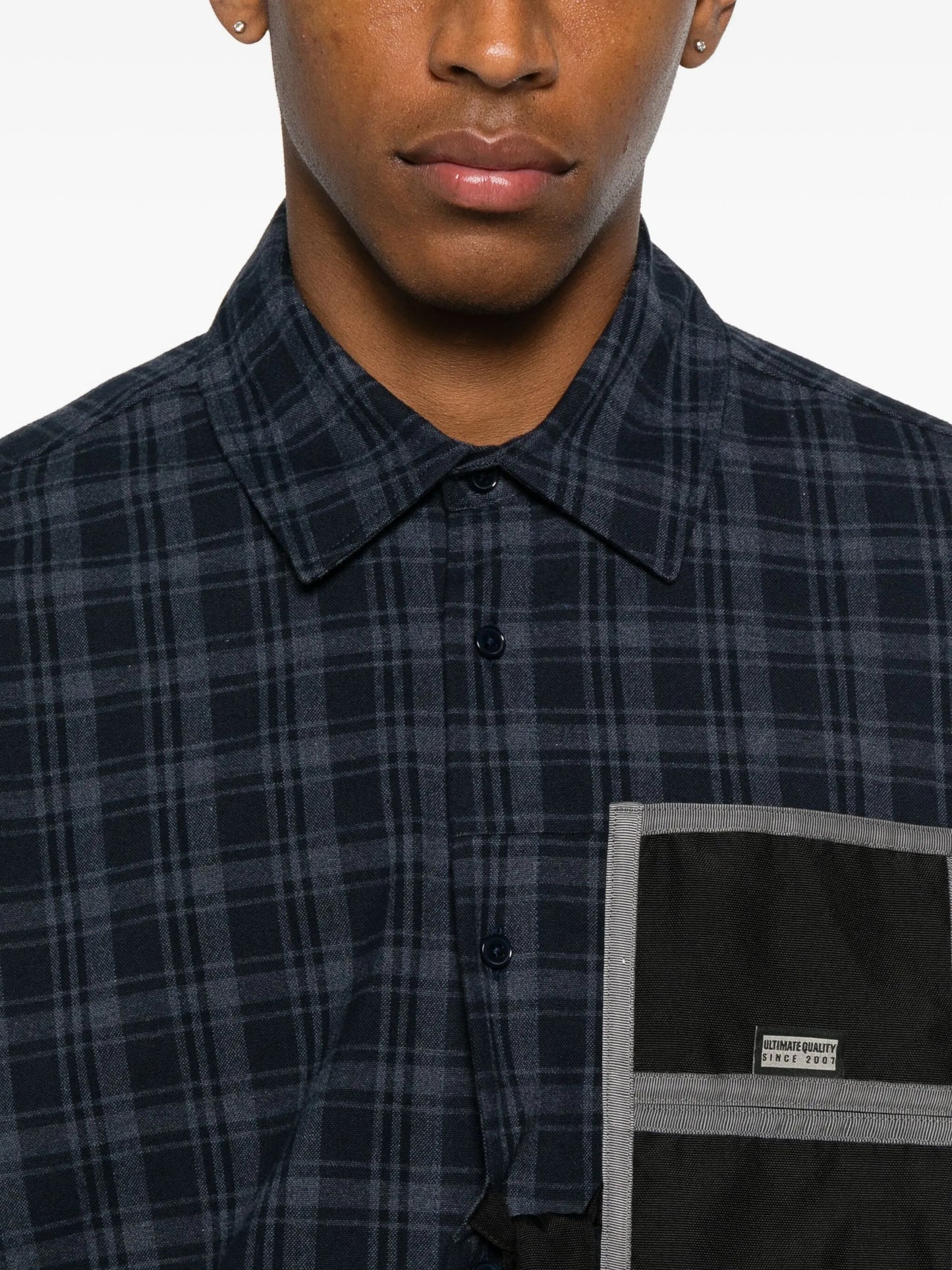 chain-detail checked shirt