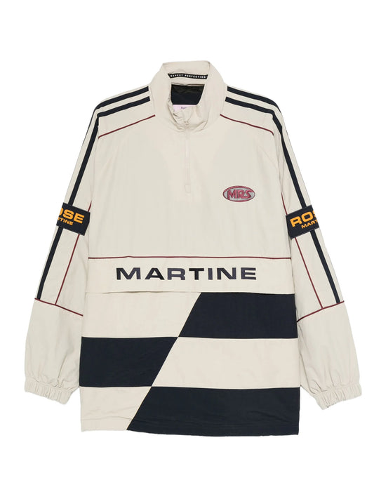 panelled logo-emblem half-zip sweater