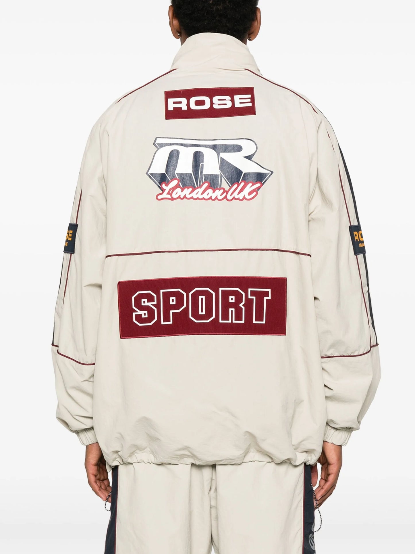 panelled logo-emblem half-zip sweater