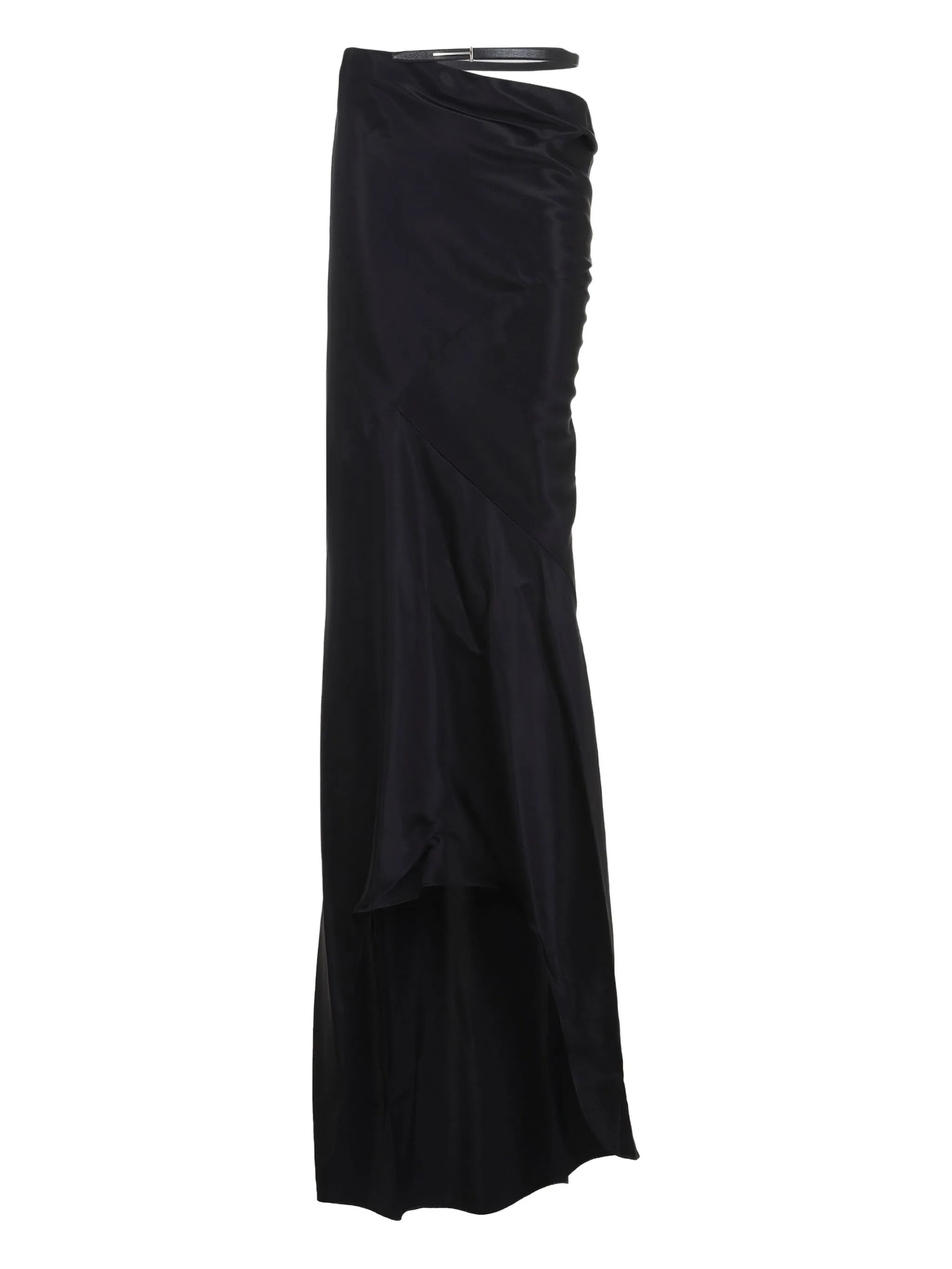 leather-belt draped skirt
