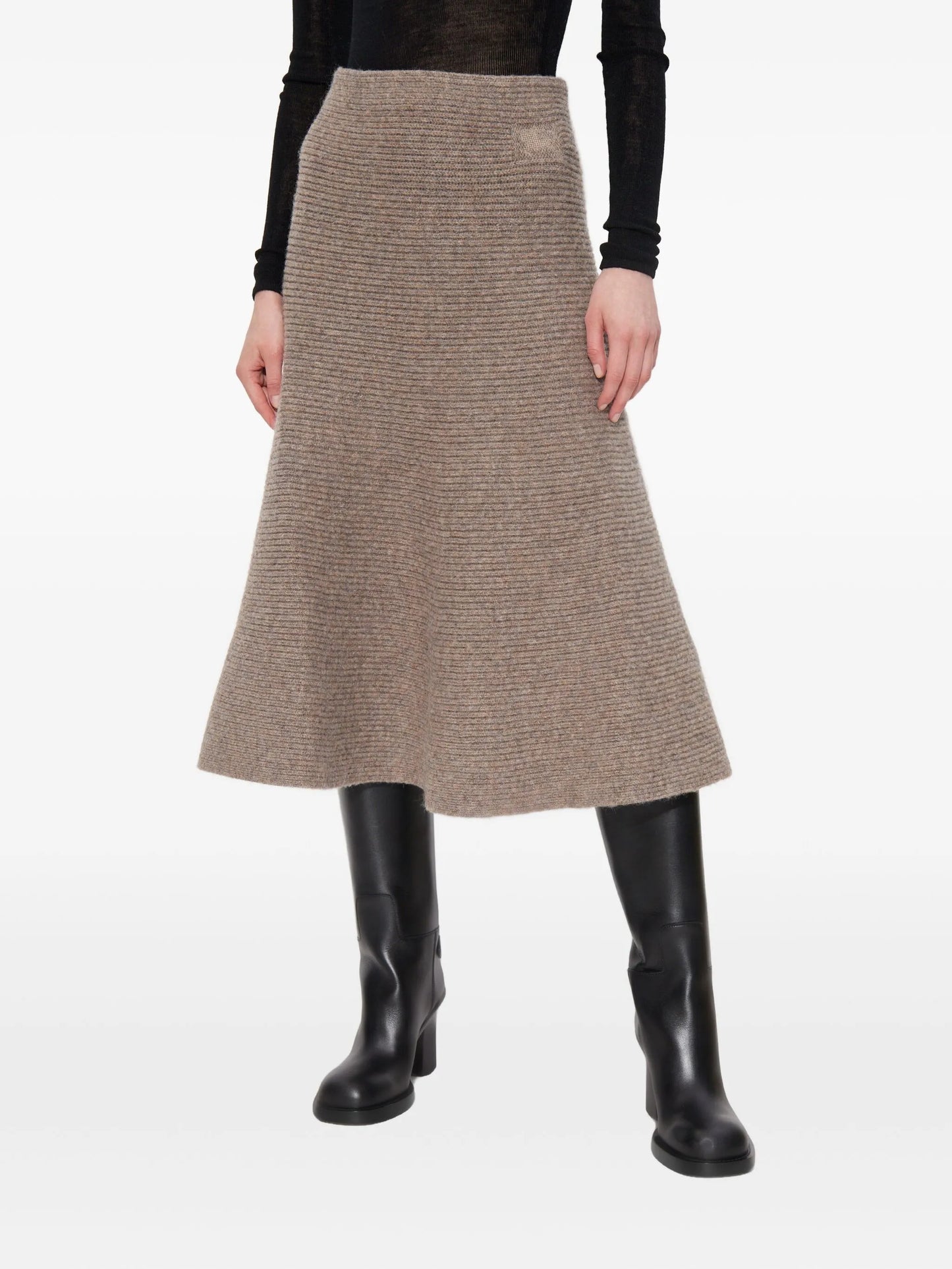 ribbed-knit flared skirt