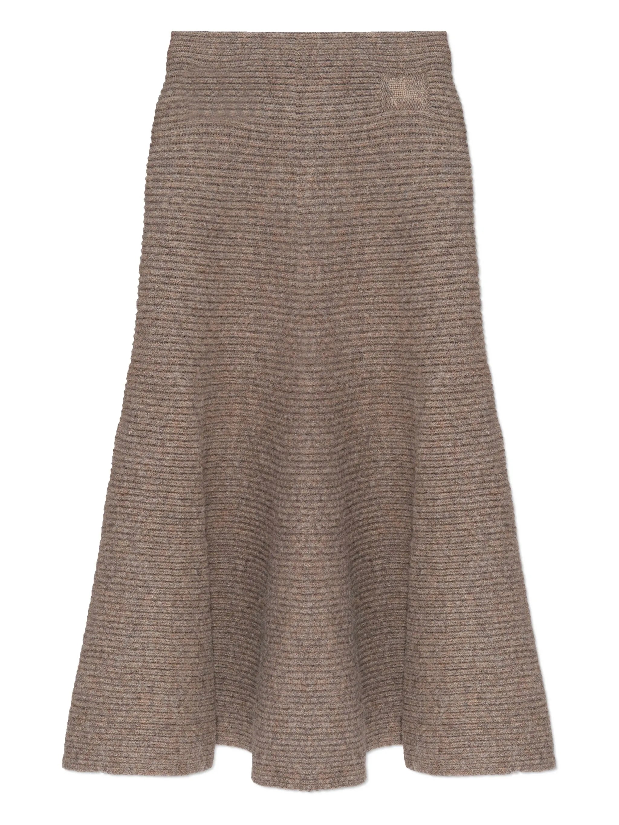 ribbed-knit flared skirt
