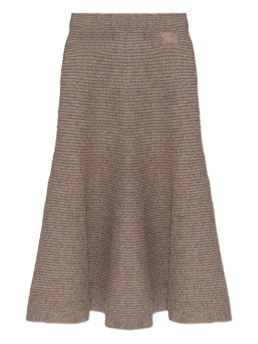 ribbed-knit flared skirt