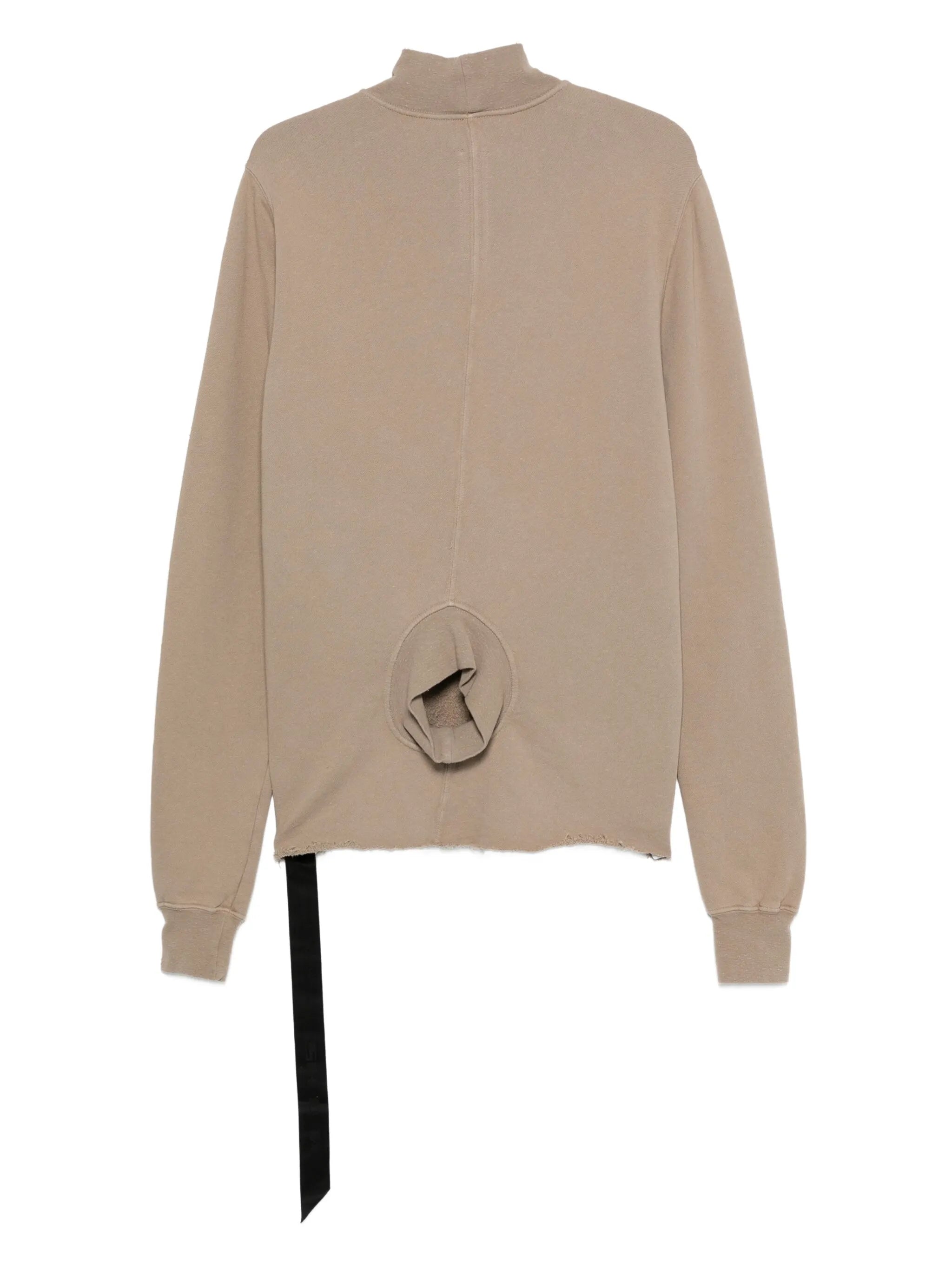 DRKSHDW mock-neck frayed-hem sweater