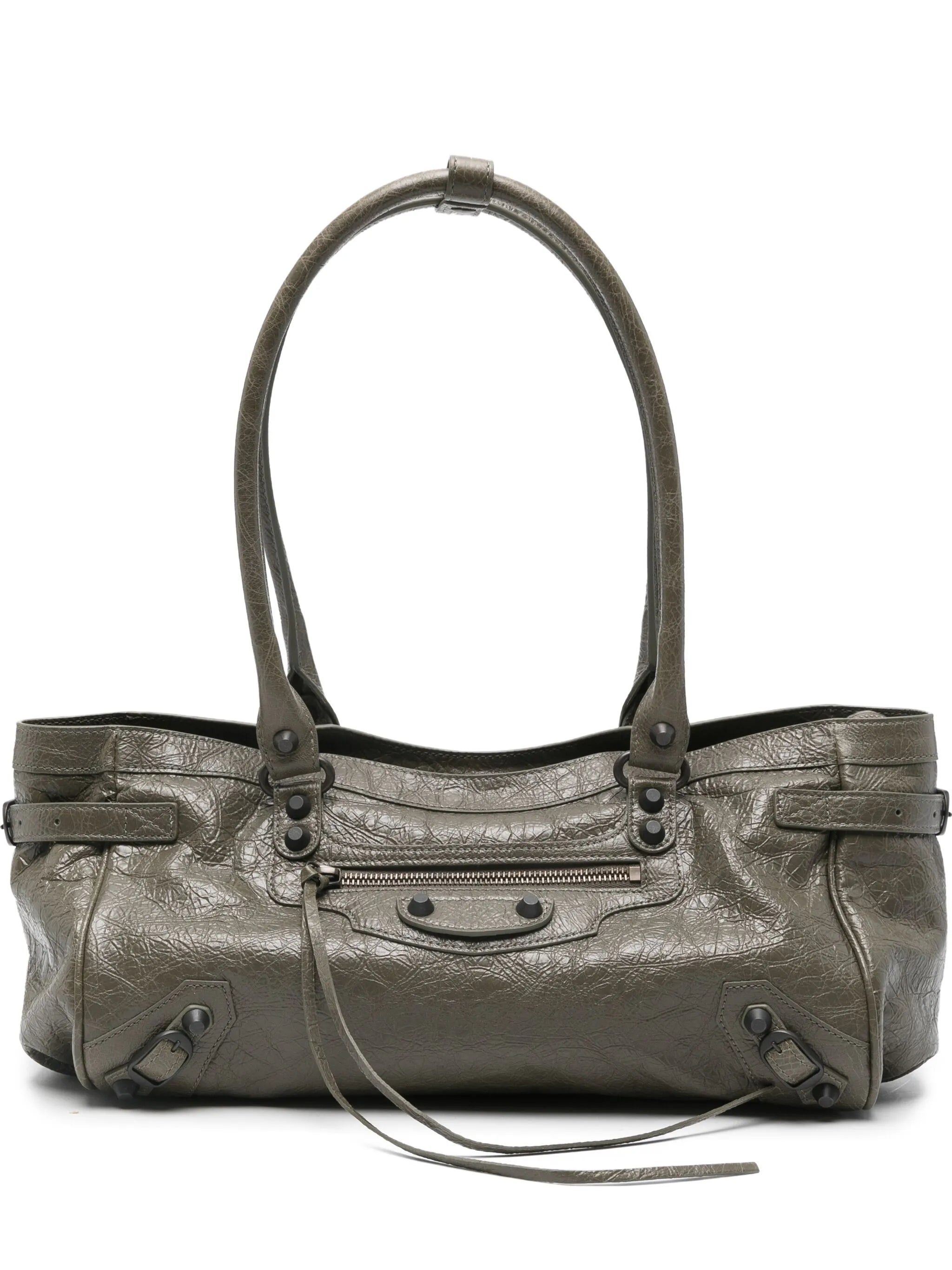 leather top-handle shoulder bag