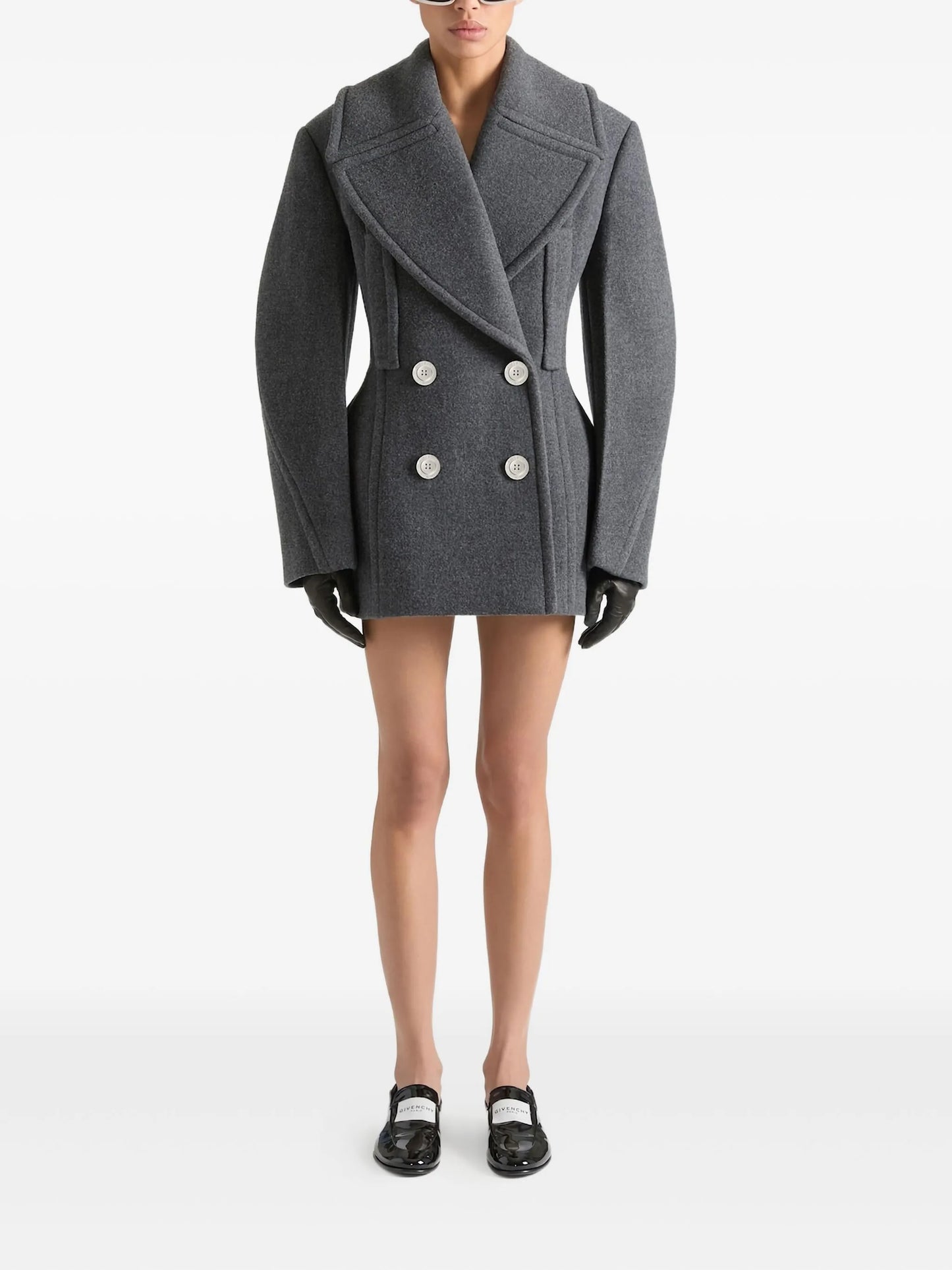 double-breasted balloon-sleeve jacket