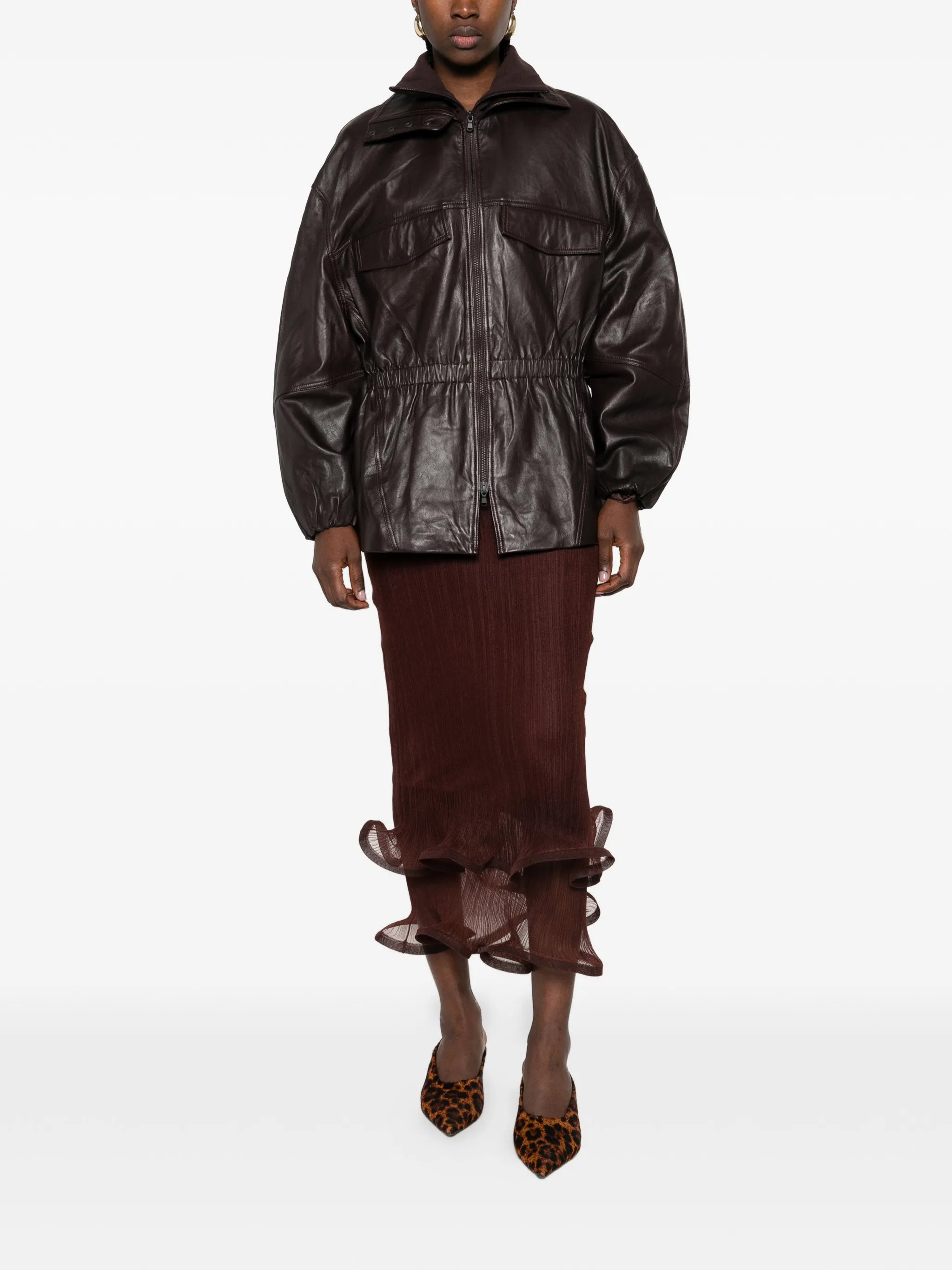 Carnaby Funnel neck leather jacket