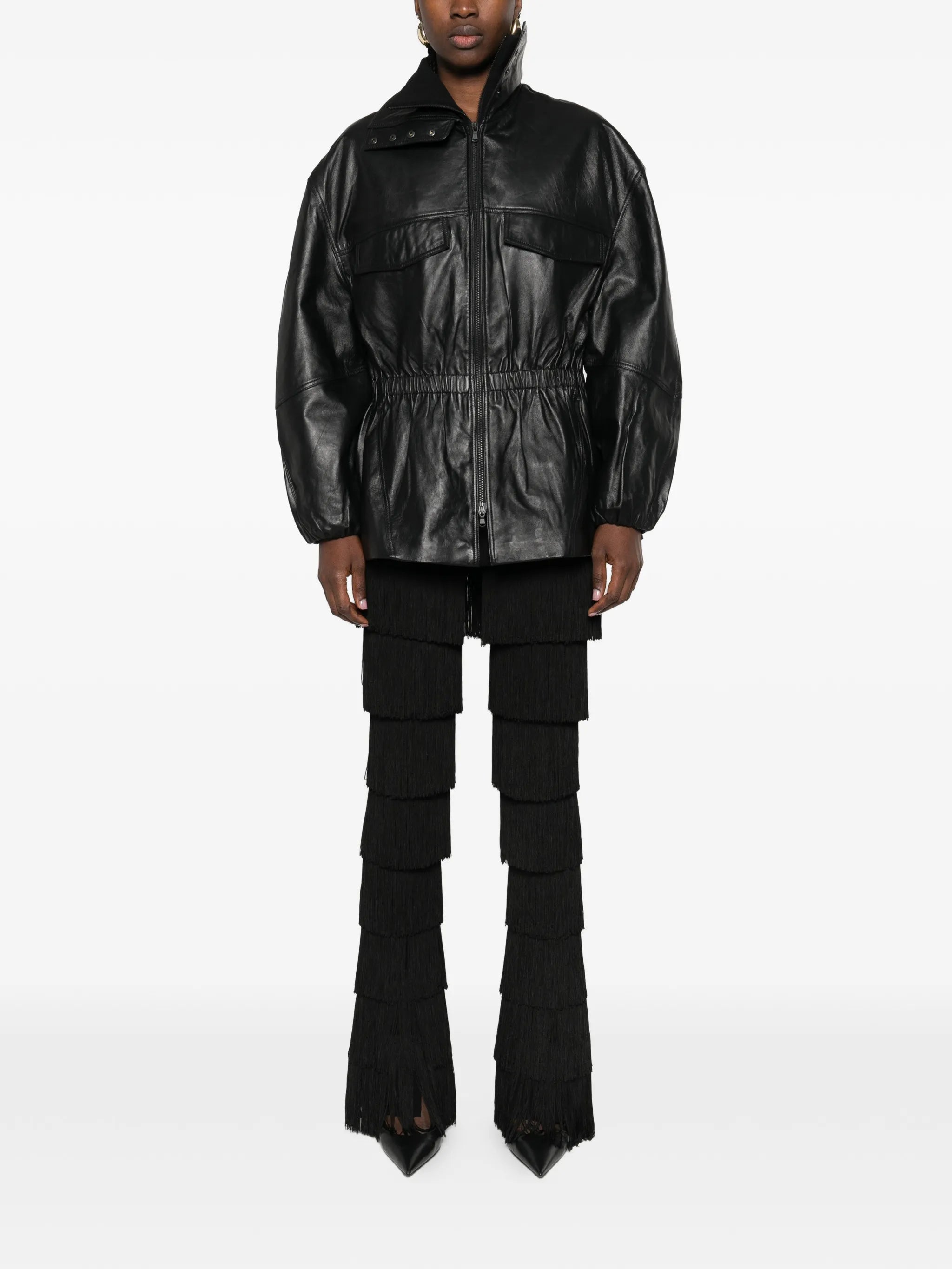 Carnaby Funnel neck leather jacket