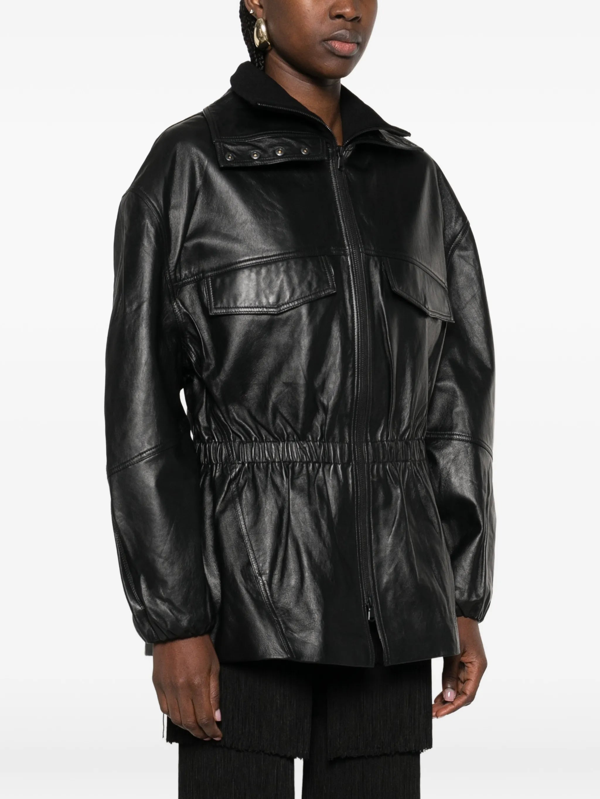 Carnaby Funnel neck leather jacket