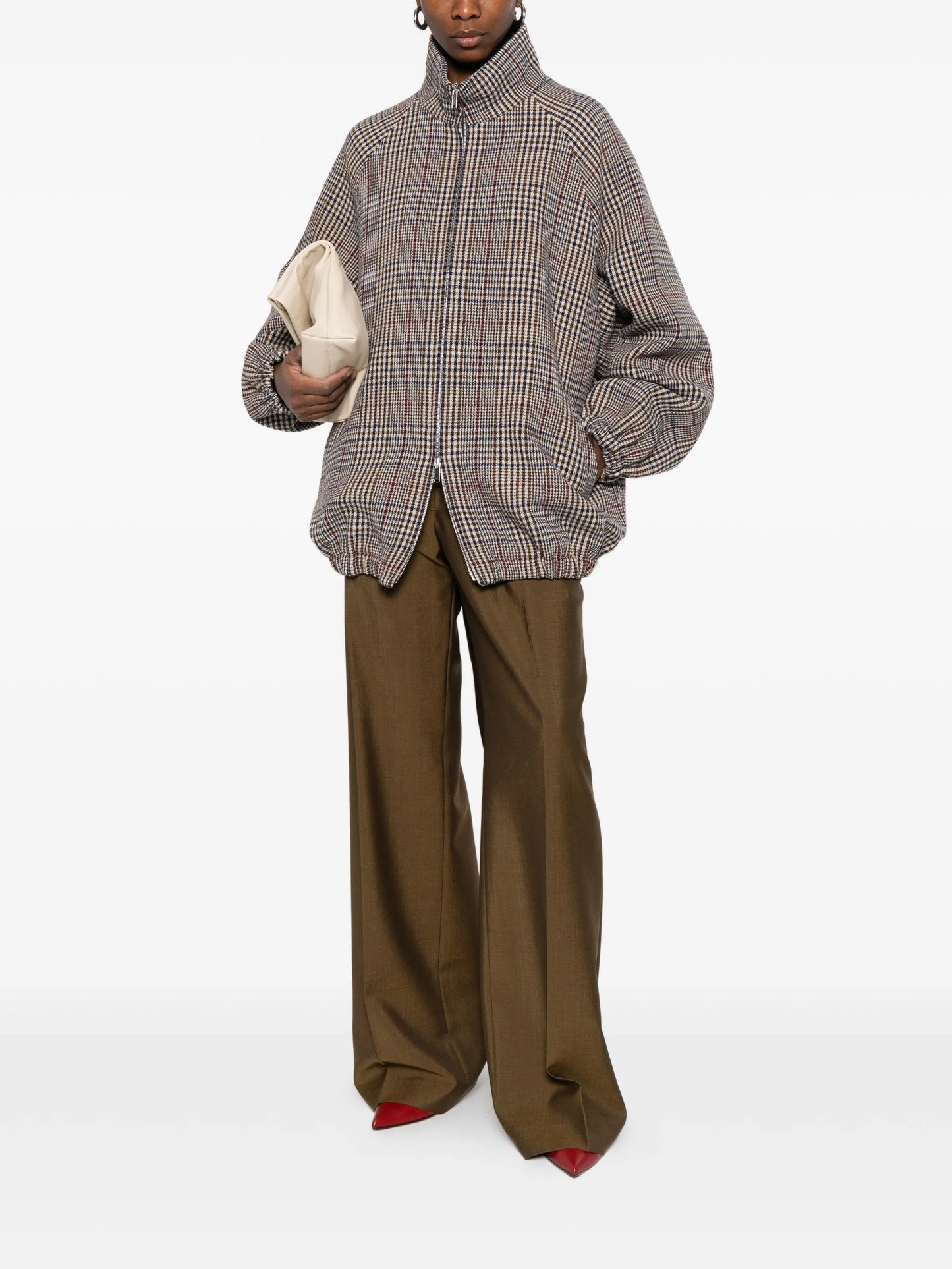 check-patterm bomber jacket