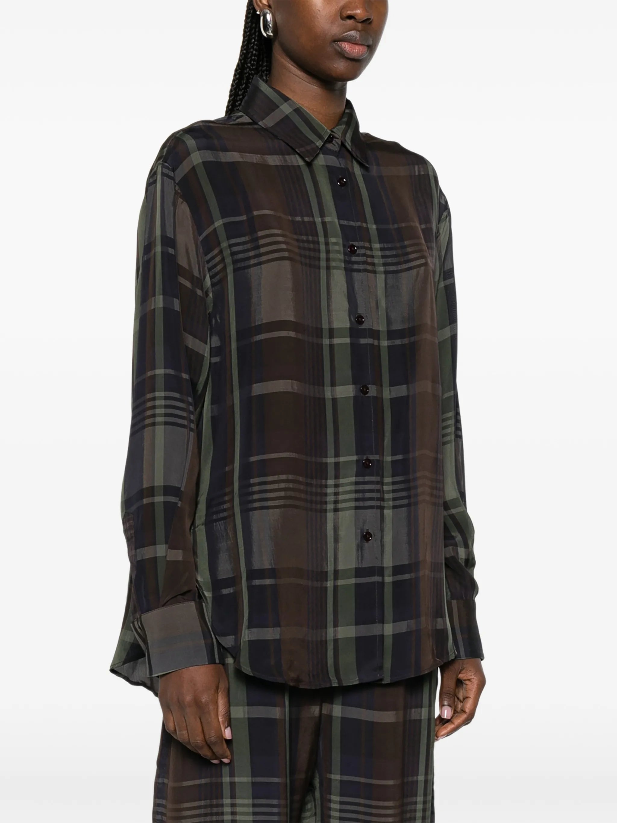 Peri sheer button-up shirt