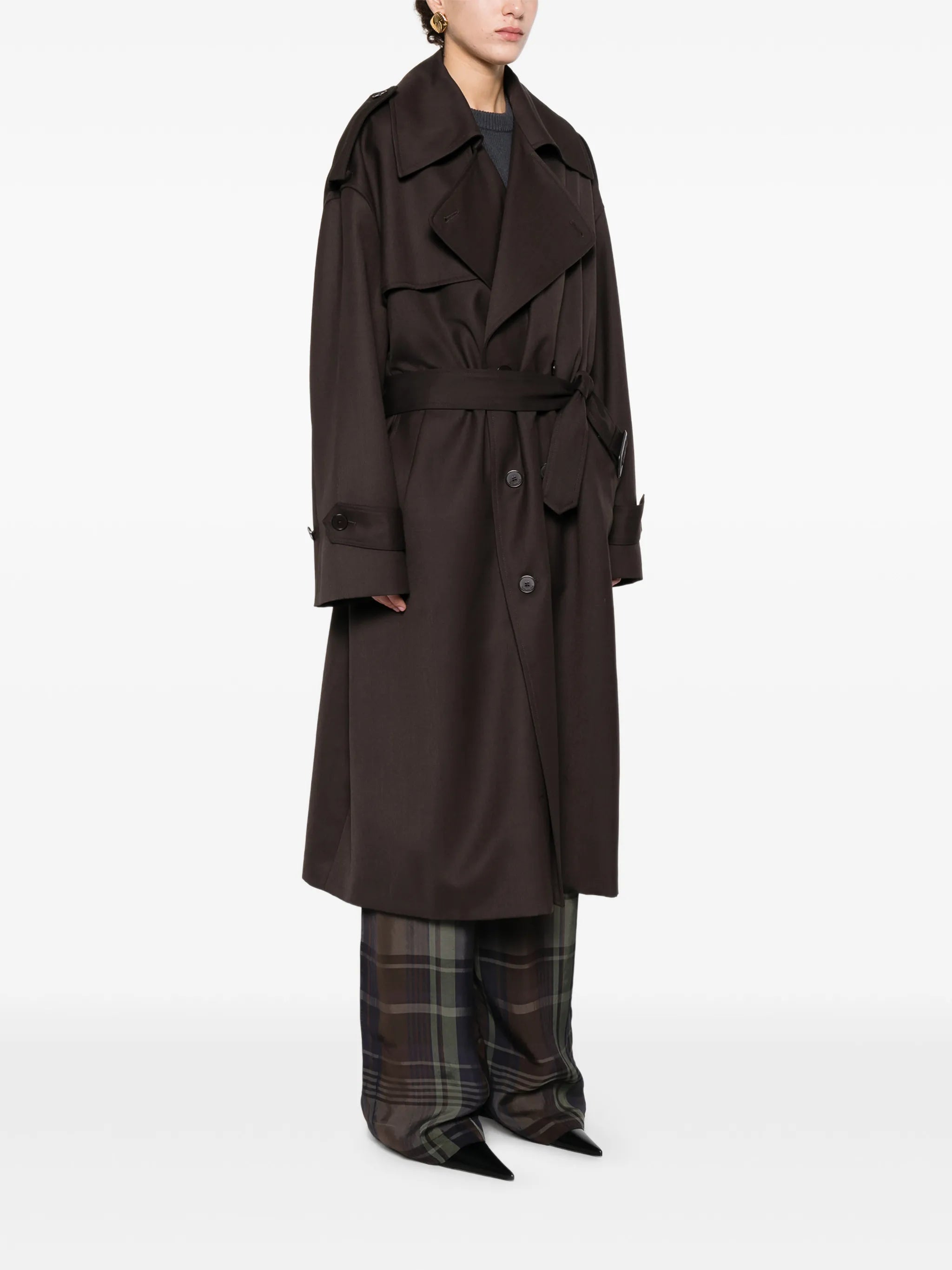tailored belted trench coat