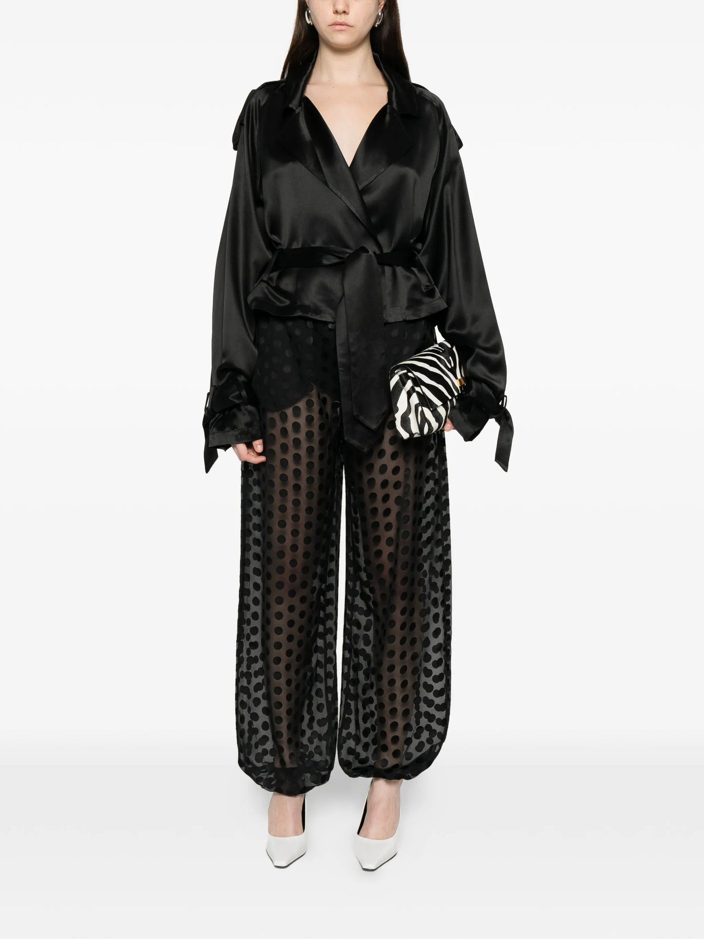 Simona satin belted blouse