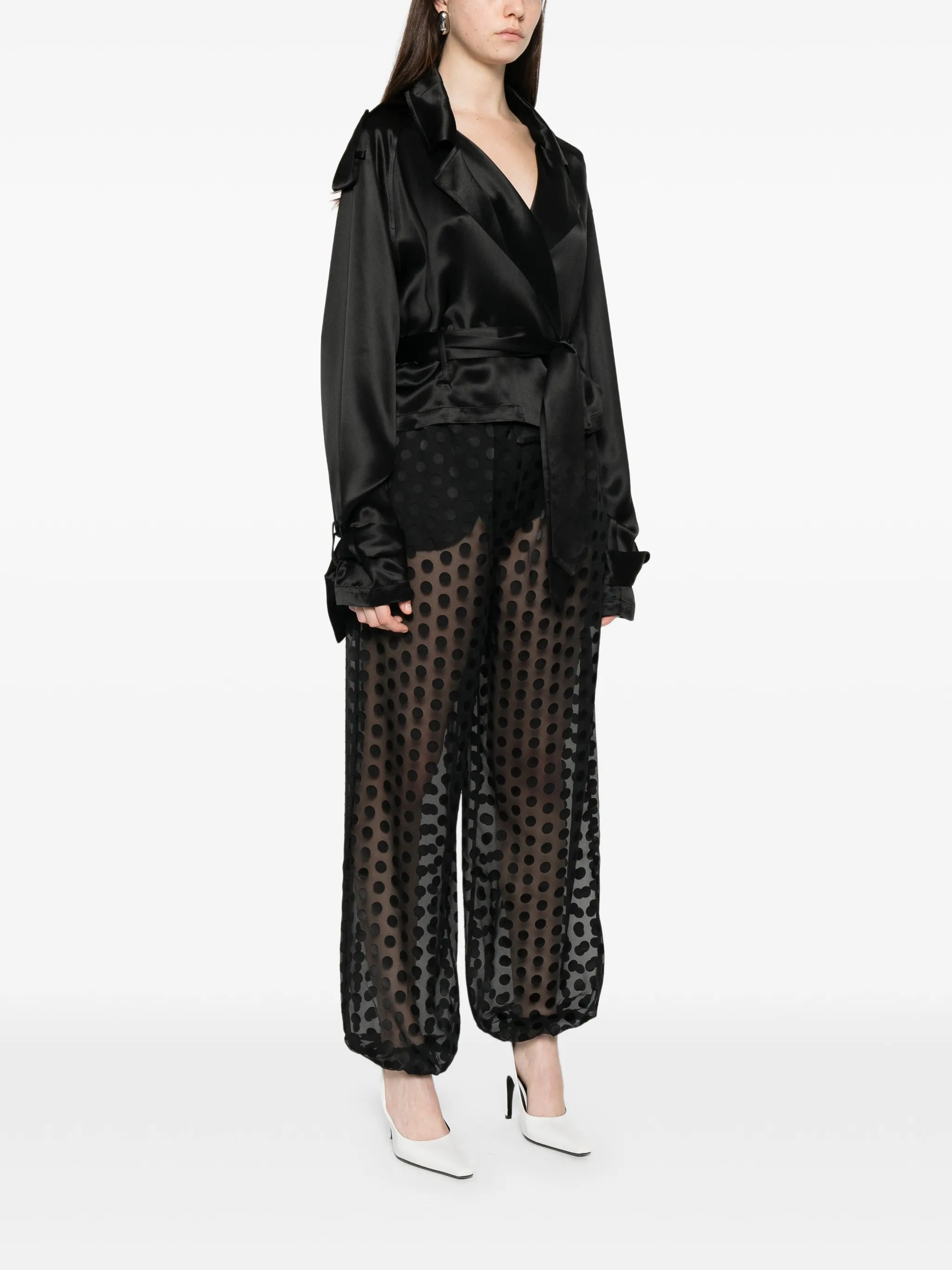 Simona satin belted blouse