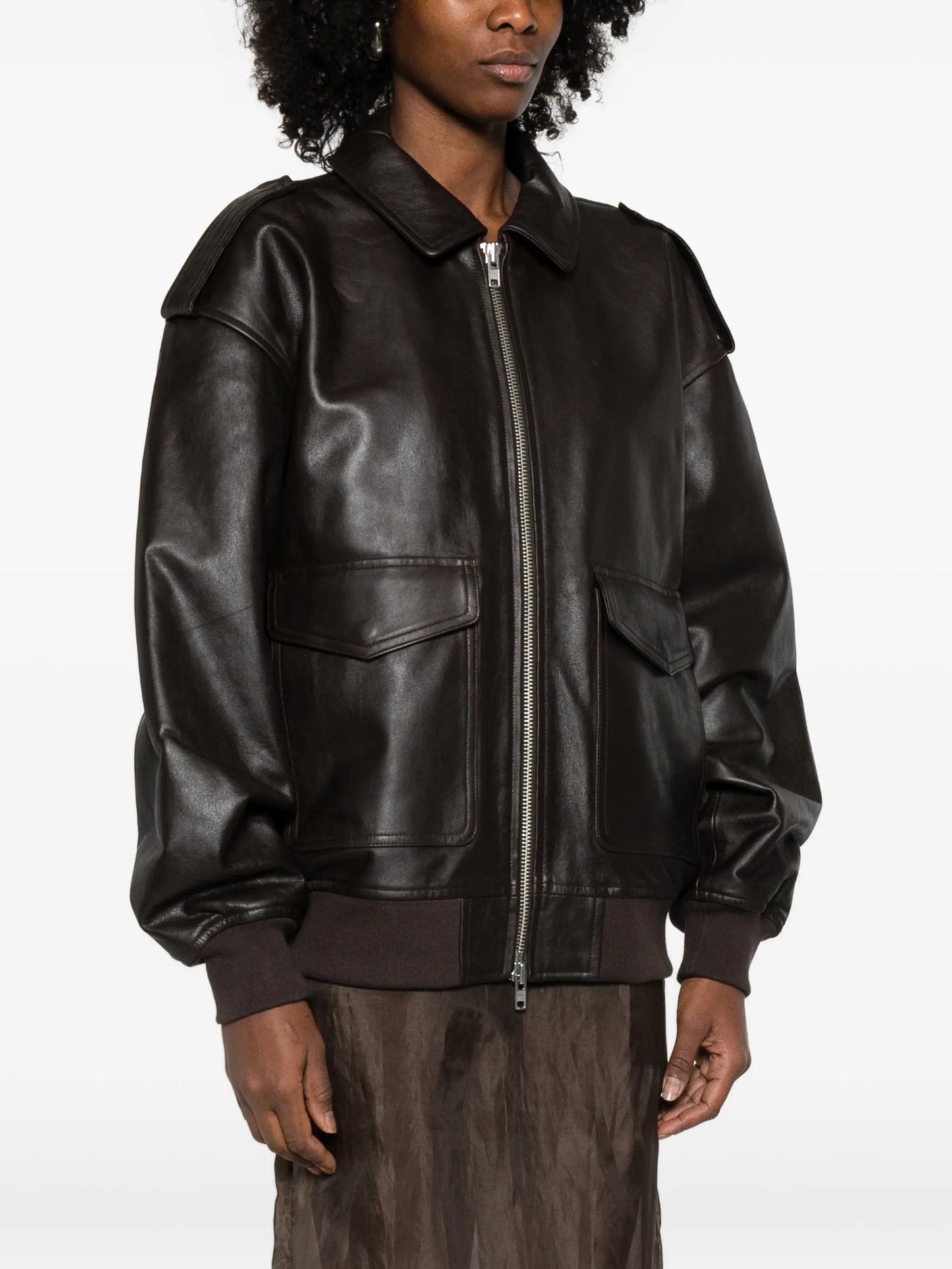 Viper flap-pocket leather jacket