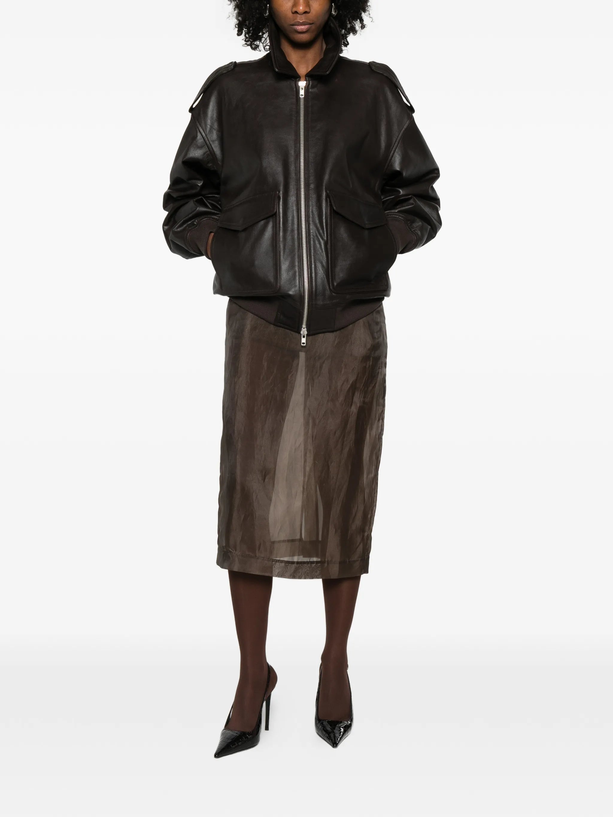 Viper flap-pocket leather jacket