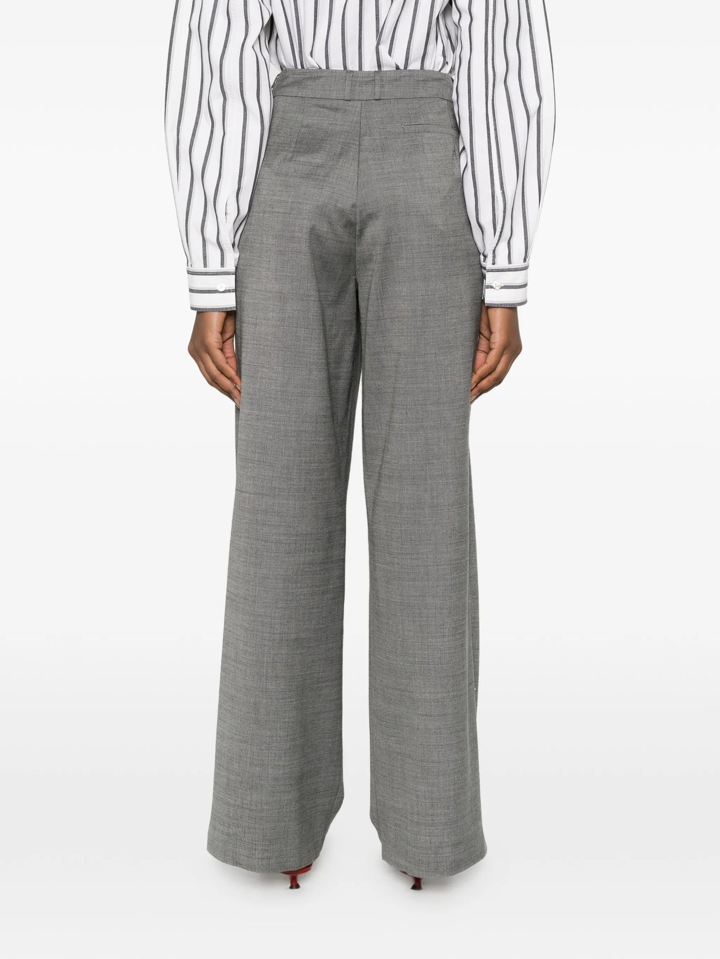 pleated straight trousers