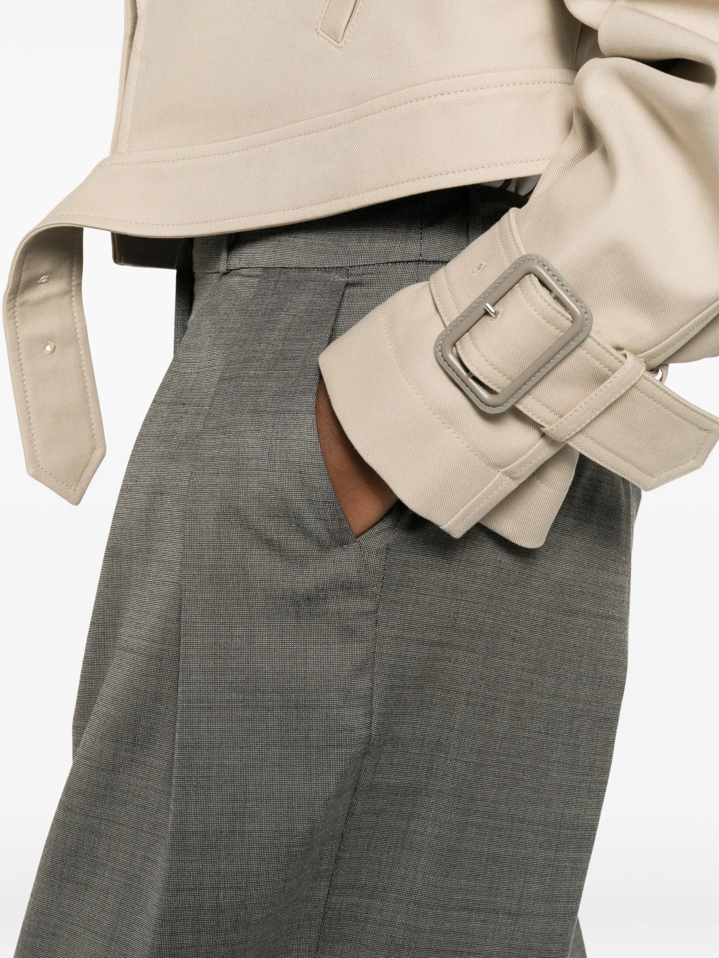 pleated straight trousers