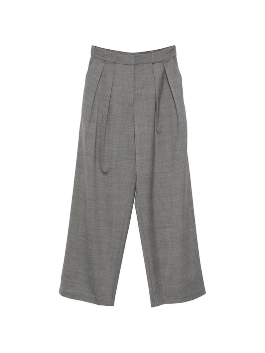 pleated straight trousers