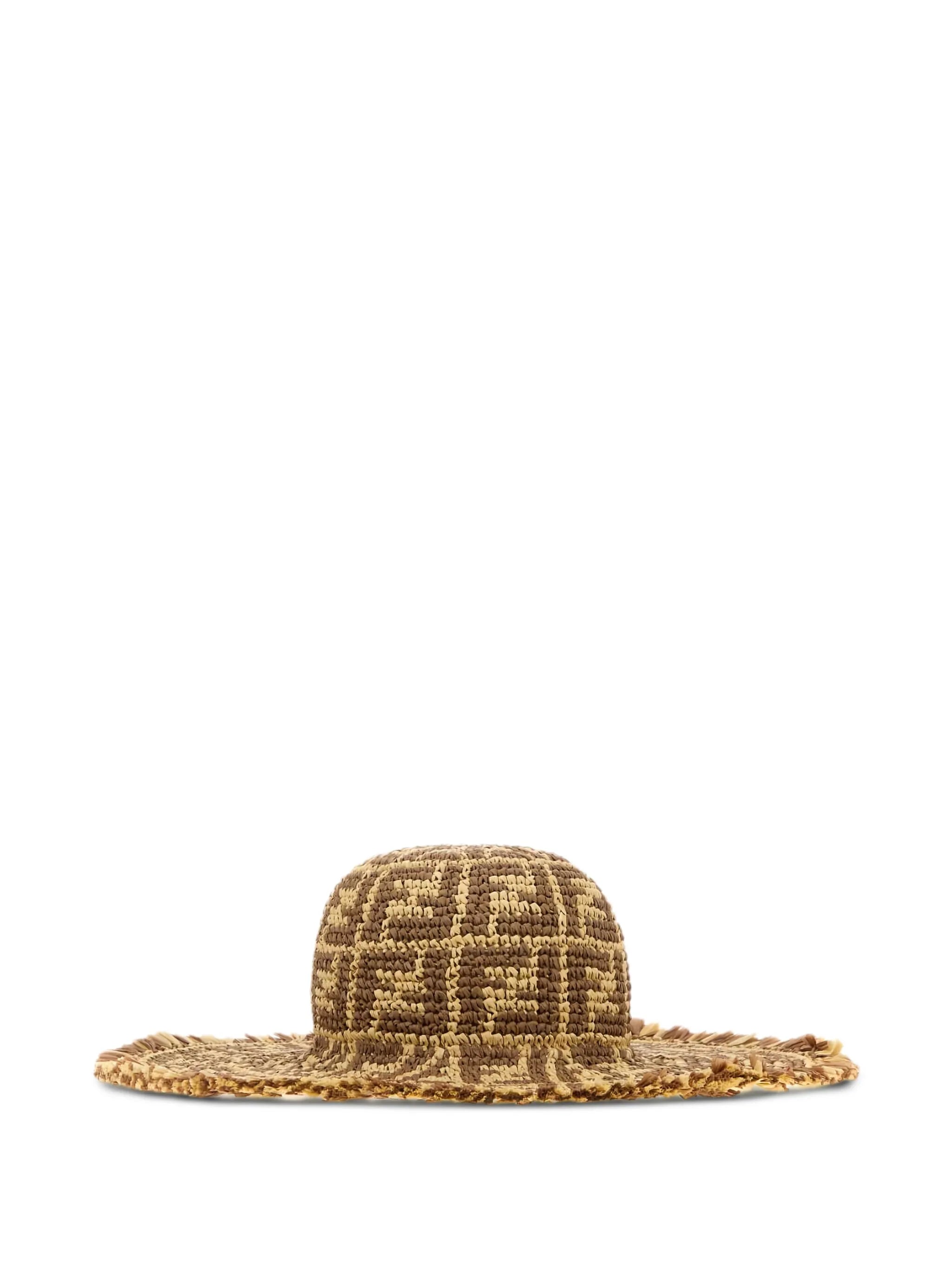 FF-pattern fringed raffia hat