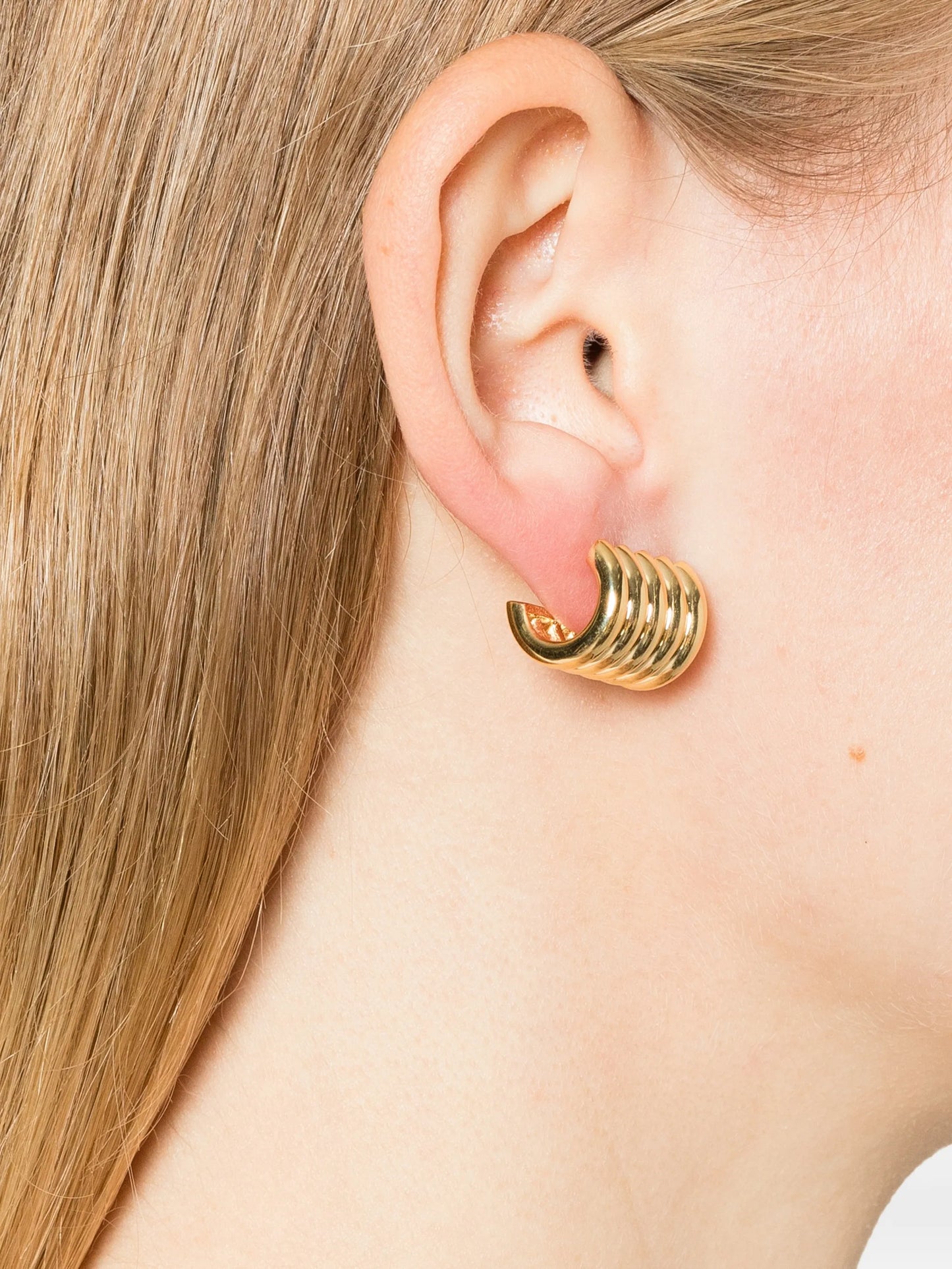 medium Hollyhock ribbed earrings
